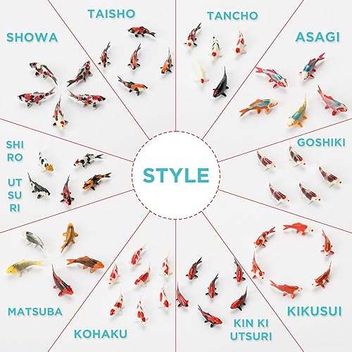 Miniatura 22 de Tancho Realistic Handpainted Koi Fish Figurines - Unique Selection Up to 20% Off! - Office & Aquarium Miniature - Collectibles & Décor (1.57 INCHES,