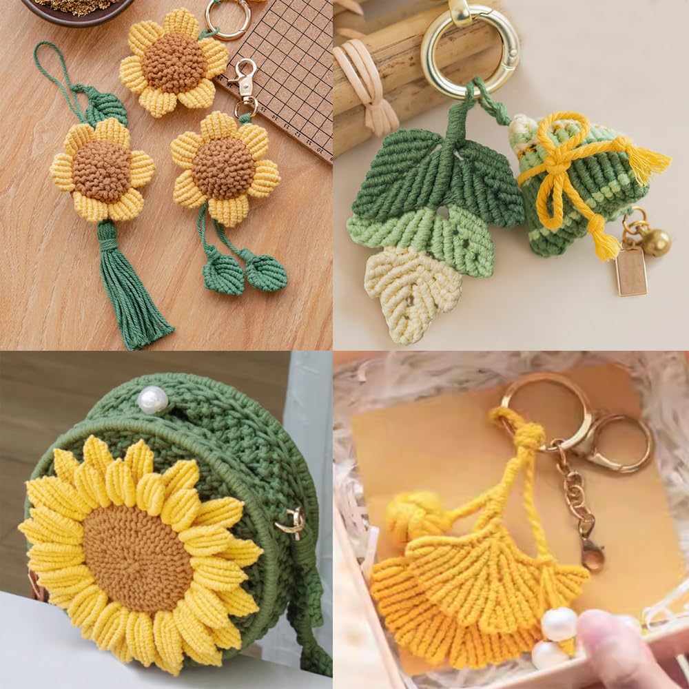 50 Meters Macrame Cord 4mm 100% Natural Cotton Cord Yellow Decorative Twisted Cord DIY Craft Making Braided Cotton Rope for Wall Hanging,Plant Hangers,Crafts,Knitting,Decorative Projects