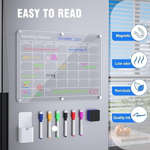Miniatura 4 de Calendario acrílico para nevera, imán fuerte N52 para evitar arañazos en el refrigerador, fácil de mantener un seguimiento del horario, calendario