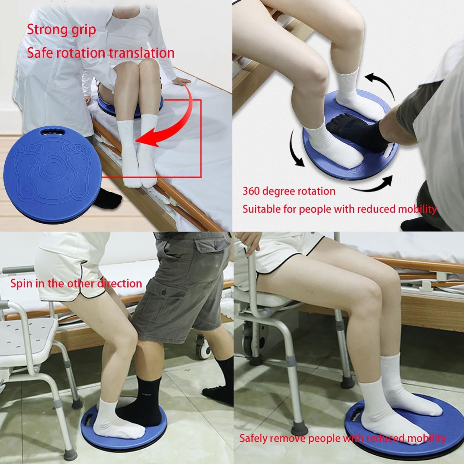 Plato giratorio plato giratorio con rotación continua de 360°,ayuda de transferencia de hasta 150 kg,disco de transferencia antideslizante,ayuda para trasladar 39 cm C