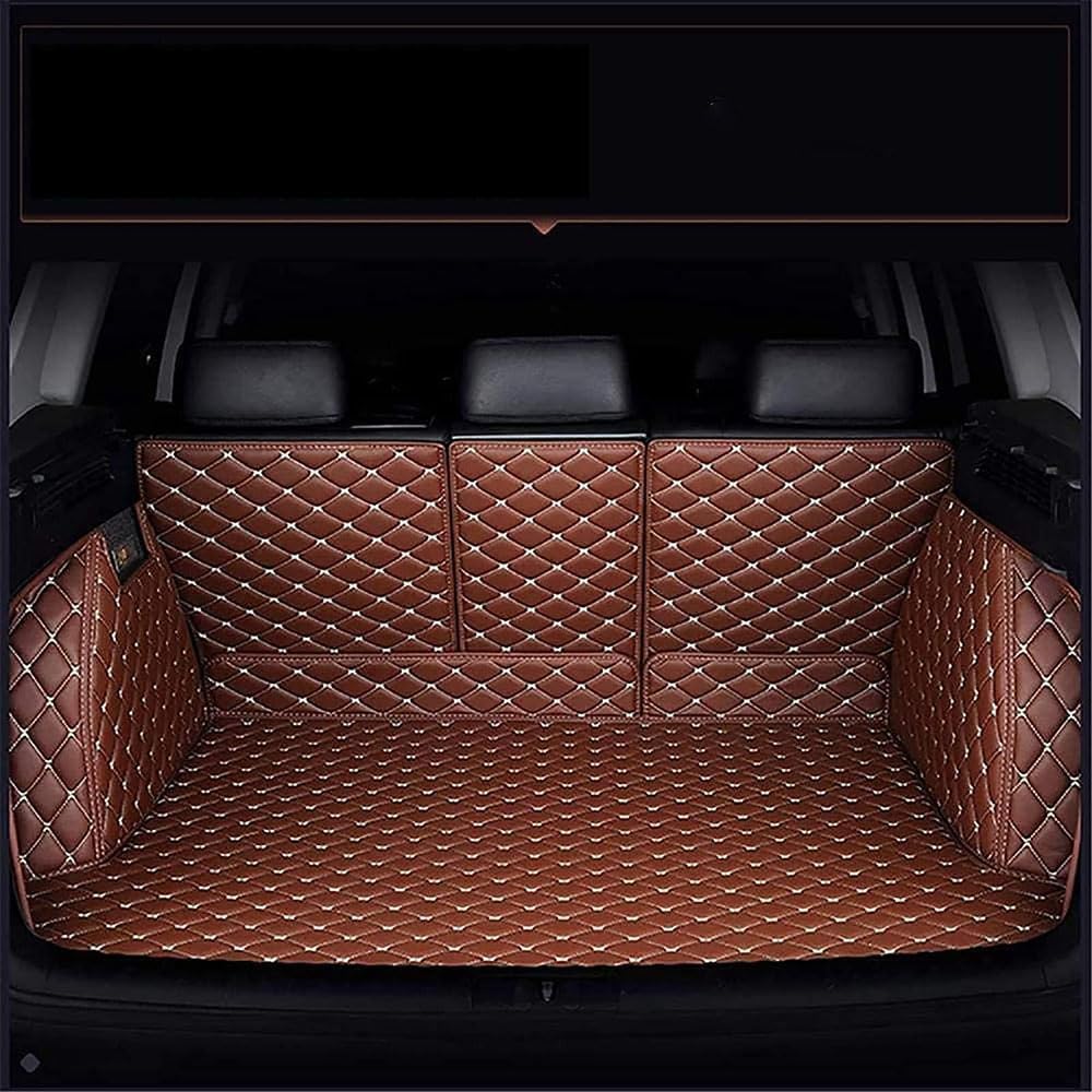 Car Full Coverage Boot Liner for ZR-V (Europa) 2023 2024 2025(Right Speaker,Guardrail net), Antislip Carpets Anti-Scratch Leather Rear Trunk Protector Mat,A/Brown