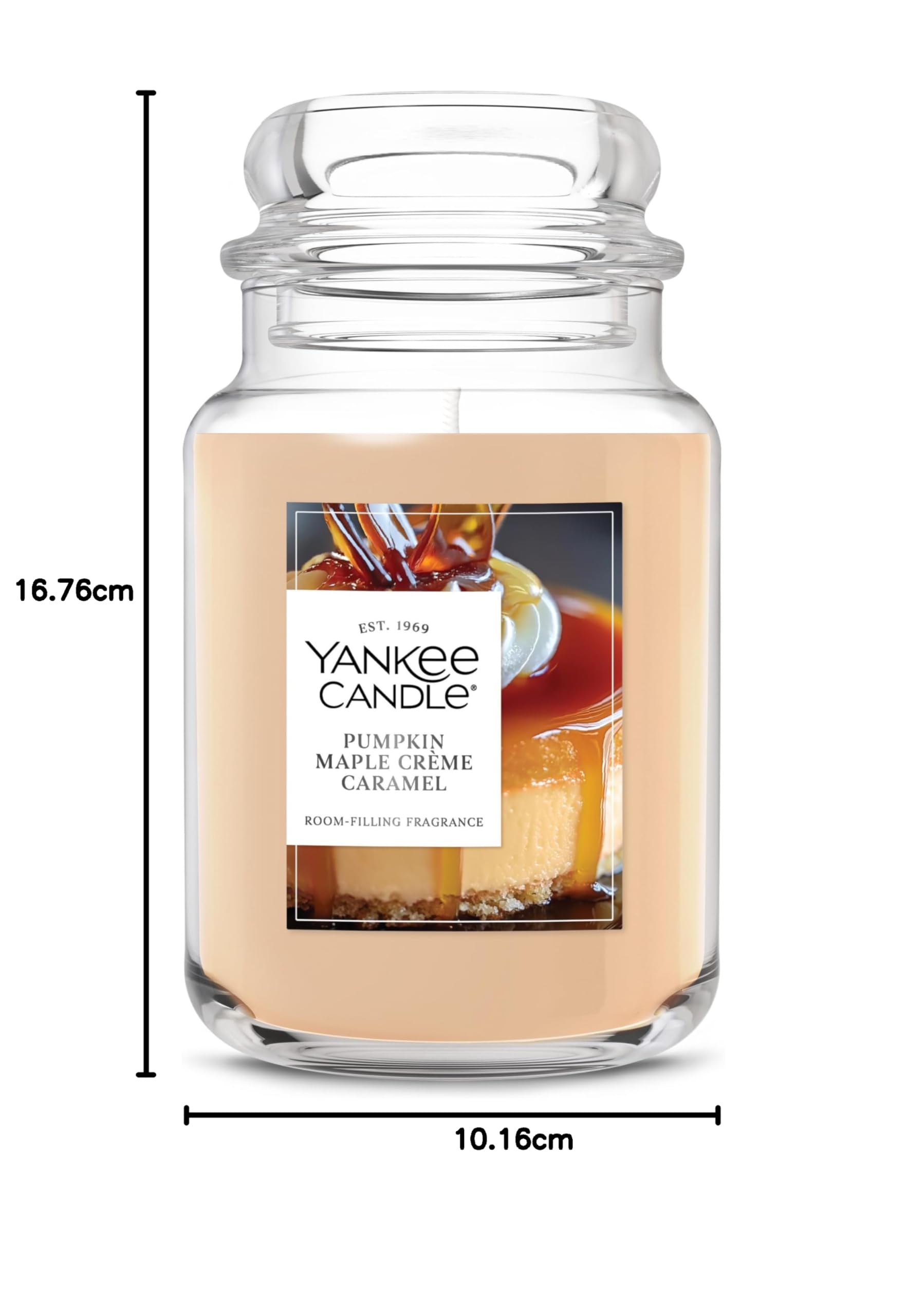Yankee Candle Pumpkin Maple Crème Caramel, Herbstduftkerze, 625 ml, großes Glas mit bis zu 150 Stunden Brenndauer