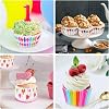 Orret Home 100 Patterned Cupcake Molds, Colorful Brownies and Muffin Containers, Paper