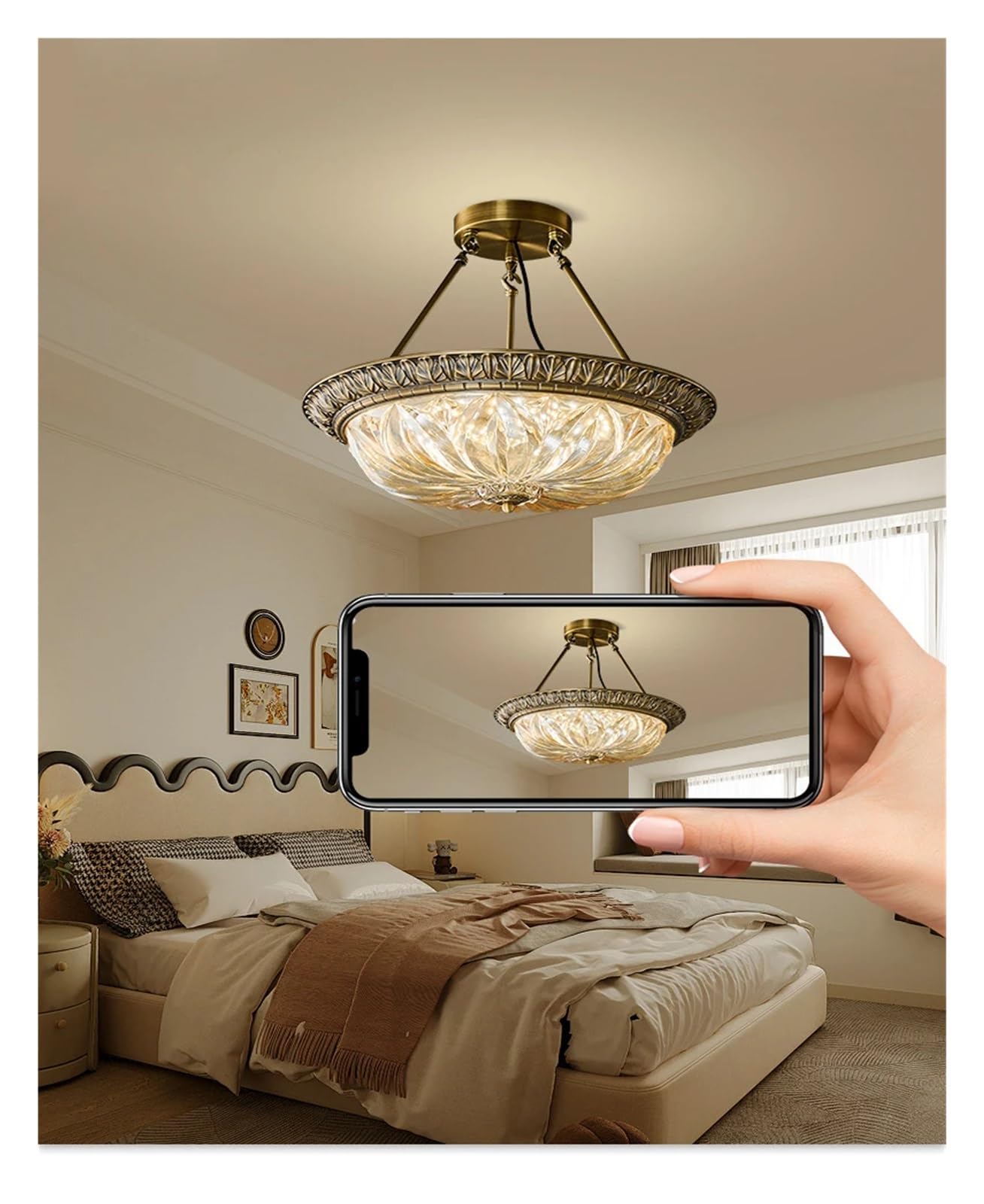 Lampe de plafond LED en cuivre pour un intérieur cosy et poétique