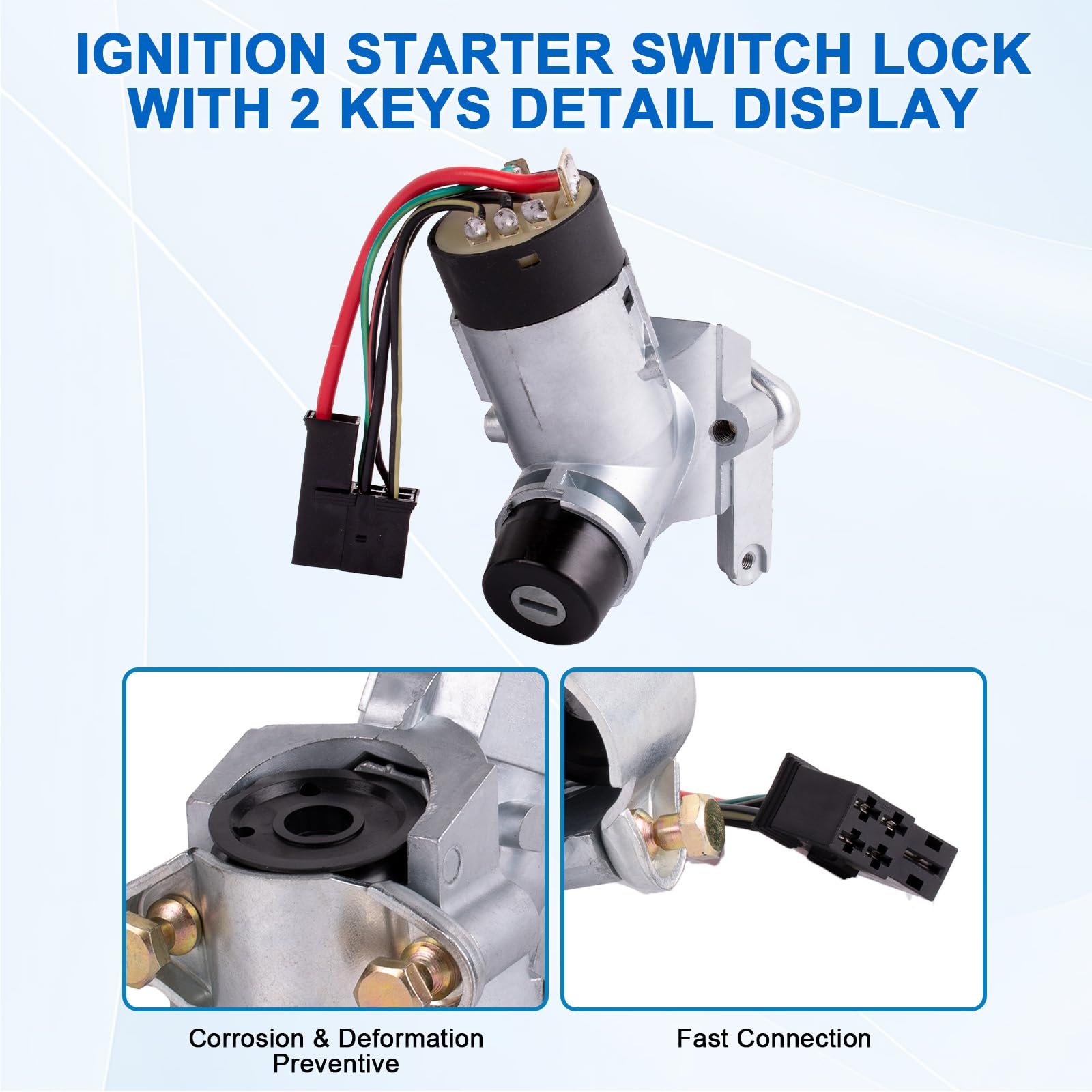 Interrupteur d'allumage avec 2 clés - Interrupteur d'allumage de voiture - Remplacement pour Sprinter W901 W902 W903 W904 1995-2006 Vito W638 - Numéro de pièce 0005458108 9014600104