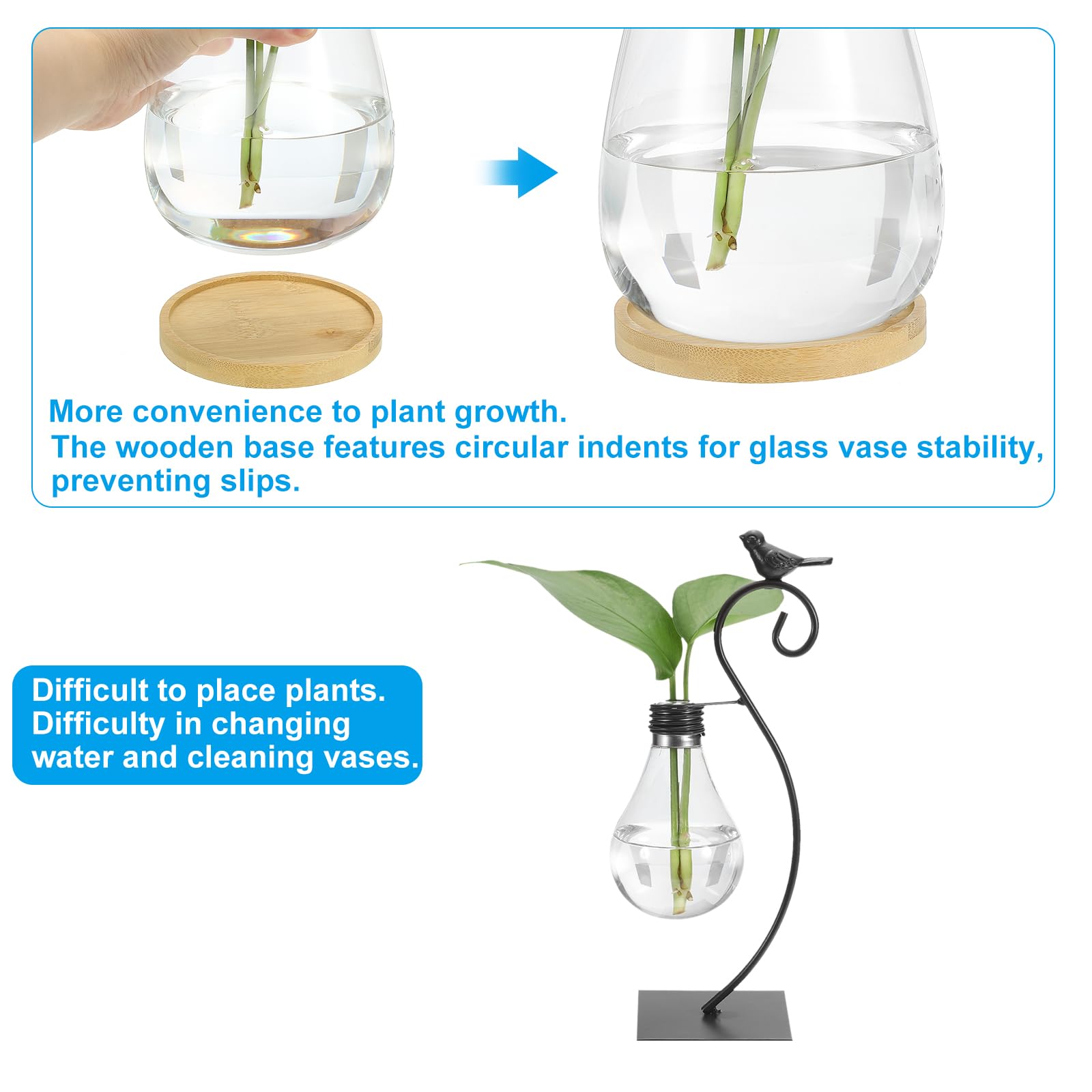 PATIKIL Bird Plant Propagation Station Glass Vases - Image 4