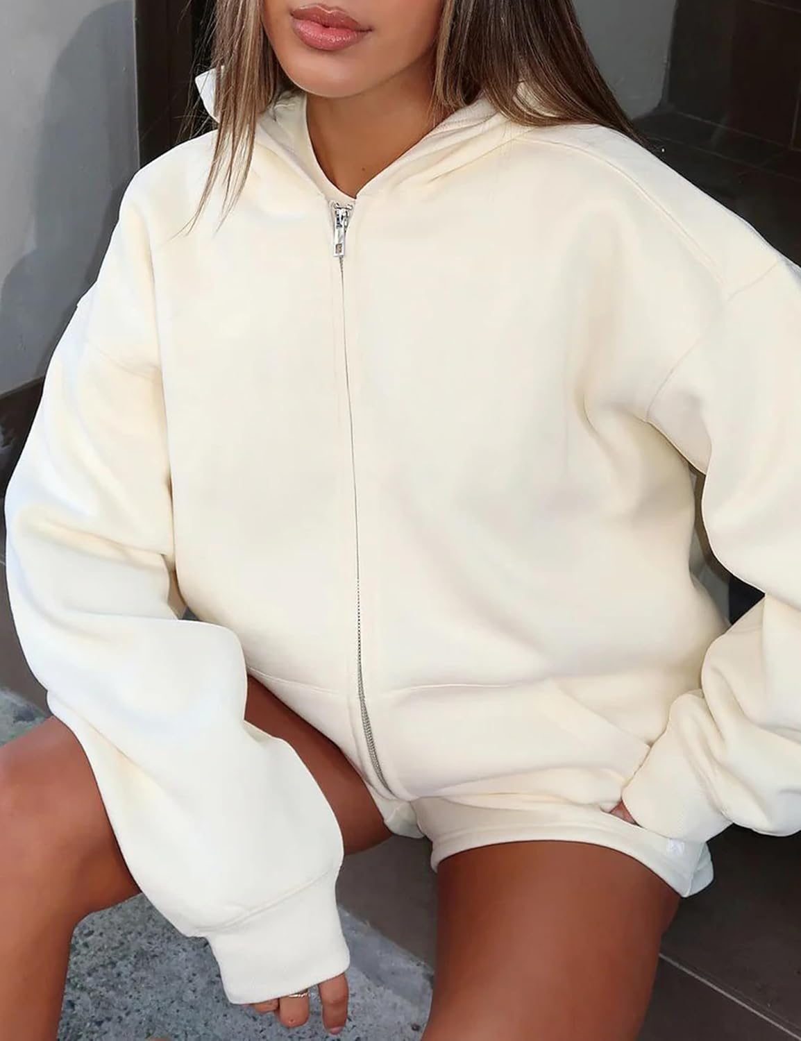 Oversized Zip Up Hoodie for Women Fleece Long Sleeve Hooded Sweatshirts Cute Y2k Jackets 2025 Fall Winter Clothes - Image 5