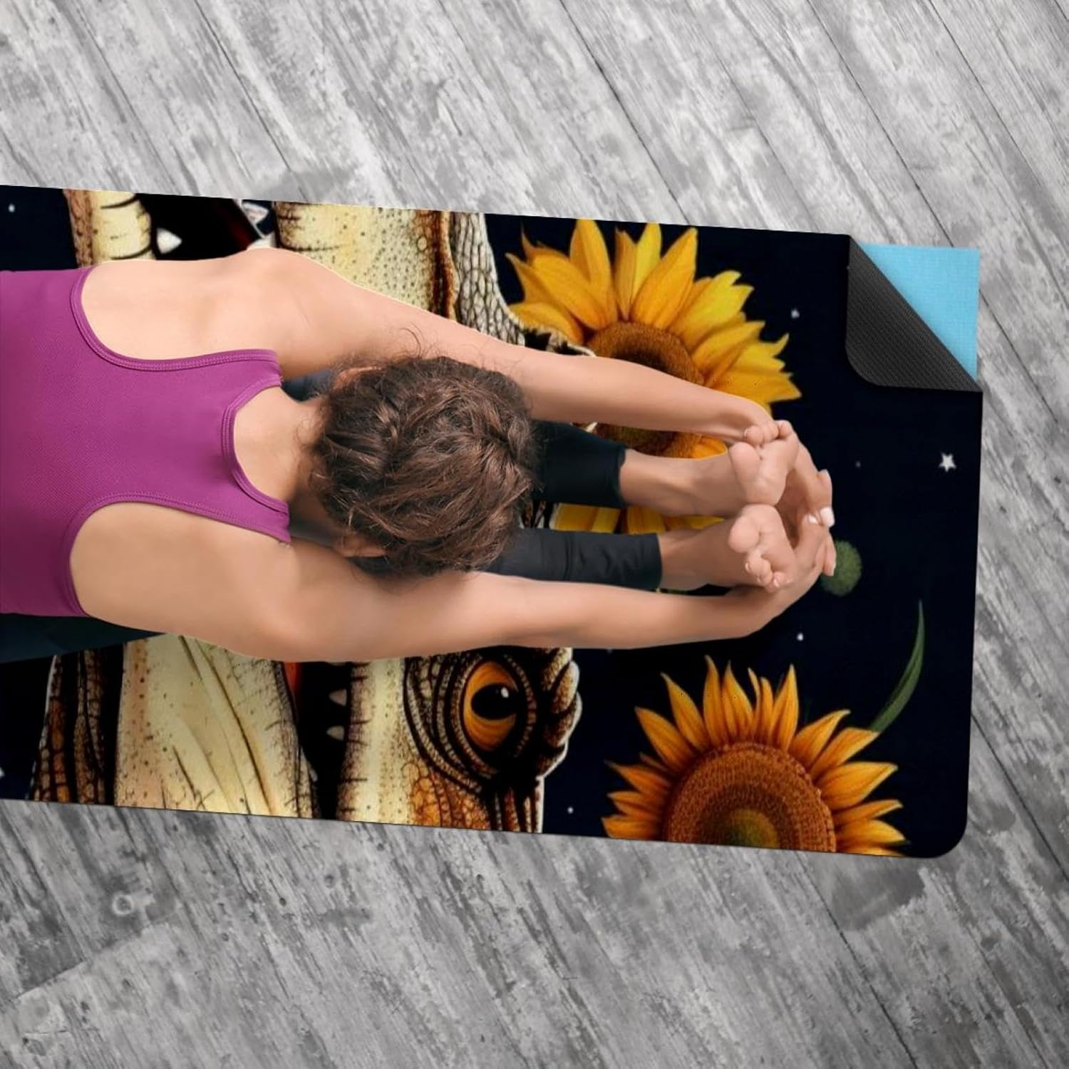 Yoga Towel, Crocodile Star Sunflower Non Slip Sweat Absorbent Hot Yoga Mat Towel for Hot Yoga, Pilates and Fitness - 72.8" x 26.8"
