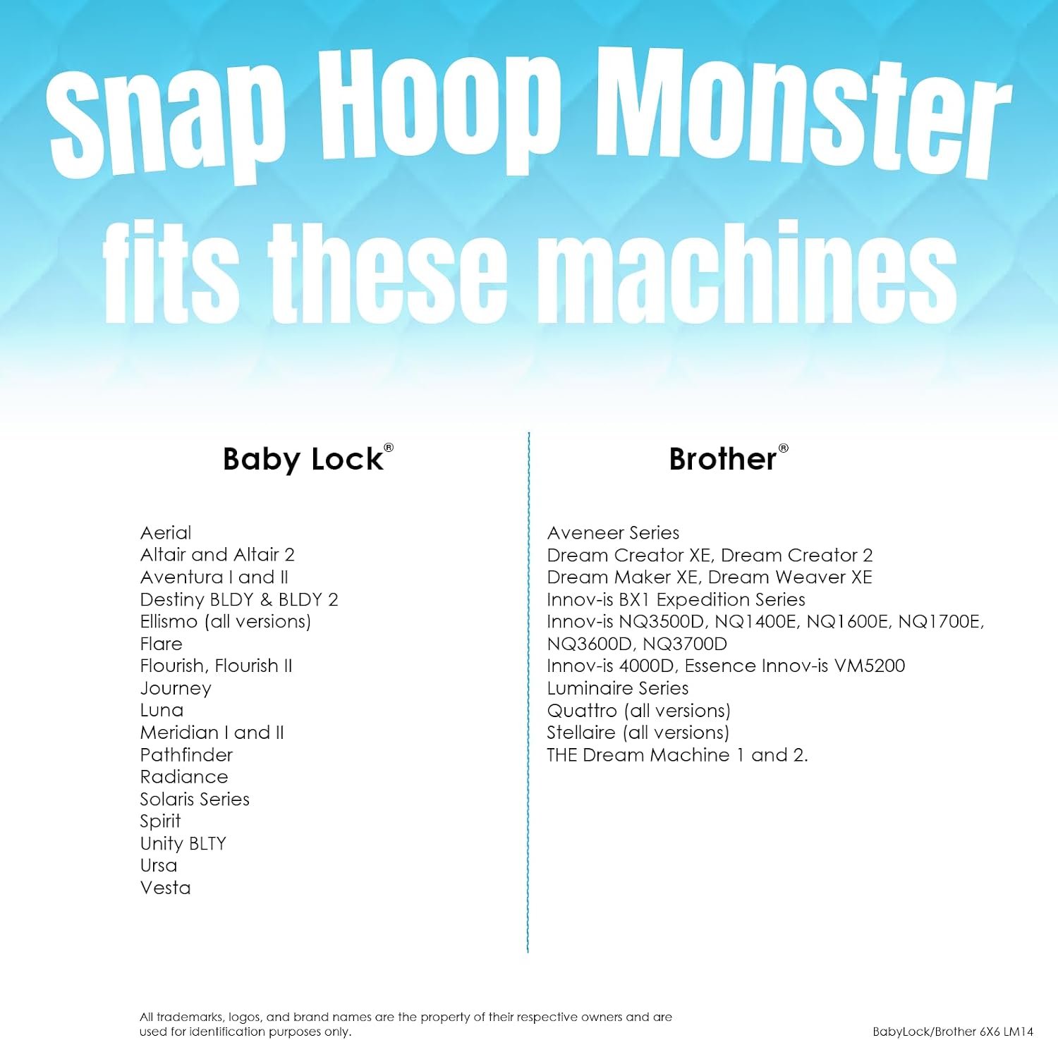 Snap Hoop Monster for Baby Lock/Brother (6" x 6") image 3