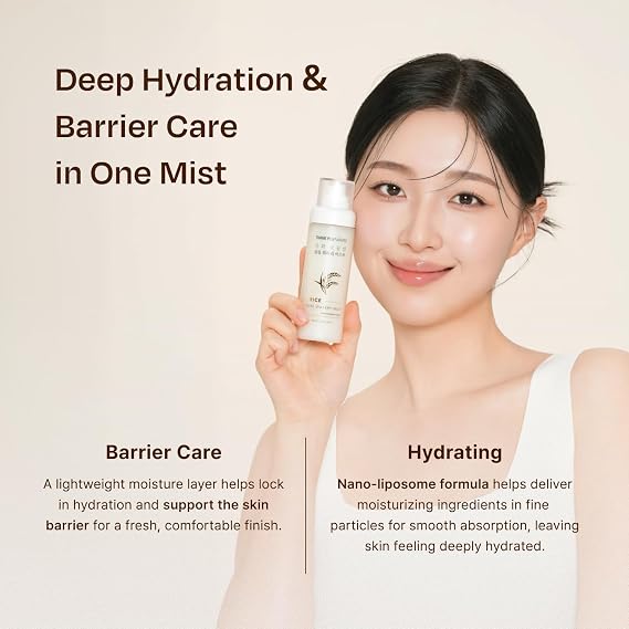 THANKYOU FARMER Rice Pure Watery Mist, Hydrating Face Spray Mist, Skin Barrier Care, Non-Sticky Facial Moisturizer, Ceramide NP Cholesterol & Fatty Acid, Korean On-the-Go Skin Care, Vegan, 3.38 Fl Oz