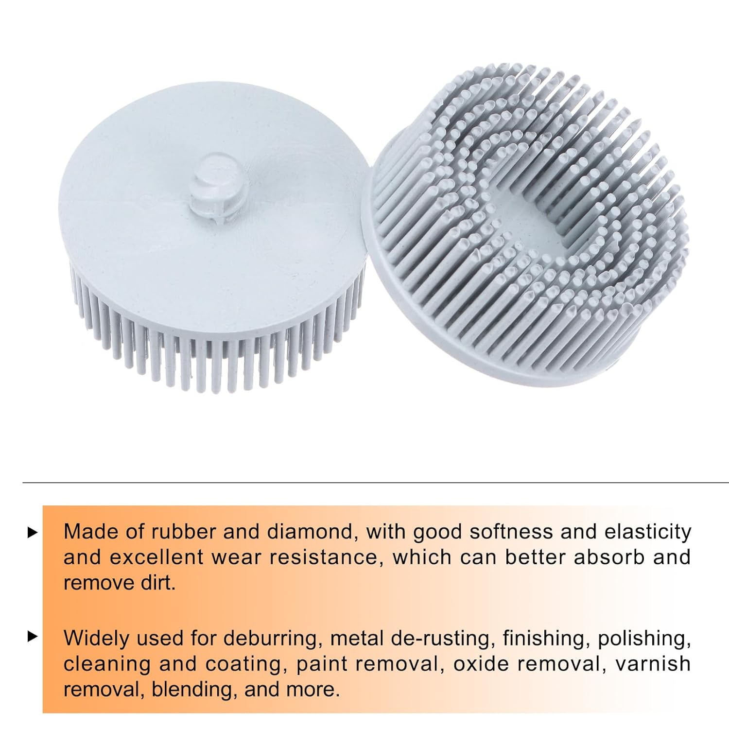 HARFINGTON 2pcs Bristle Disc 2" 120 Grit Abrasive Brush Deburring Electric Disc Brush with Quick Change Roll Lock Abrasive Coating Removal Disc for Metal, White