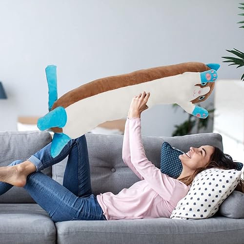 Miniatura 6 de Almohada larga de felpa Kawaii para el cuerpo, lindos animales de peluche de gato, peluche suave, almohada larga de gato de peluche, regalo para