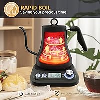 Vista 6 de SUMSATY Hervidor eléctrico de cuello de cisne con 6 ajustes preestablecidos, control preciso de temperatura de 1 F, 100% acero inoxidable