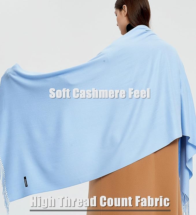Pashmina para mujer color sólido larga y cálida miniatura 4