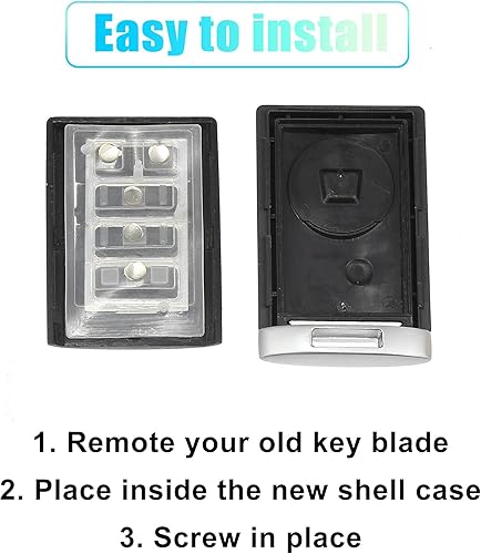 Miniatura 8 de X AUTOHAUX Funda de repuesto para llavero de 5 botones sin llave para Cadillac Escalade CTS DTS STS 2008-2010 OUC6000066 sin hoja sin chip