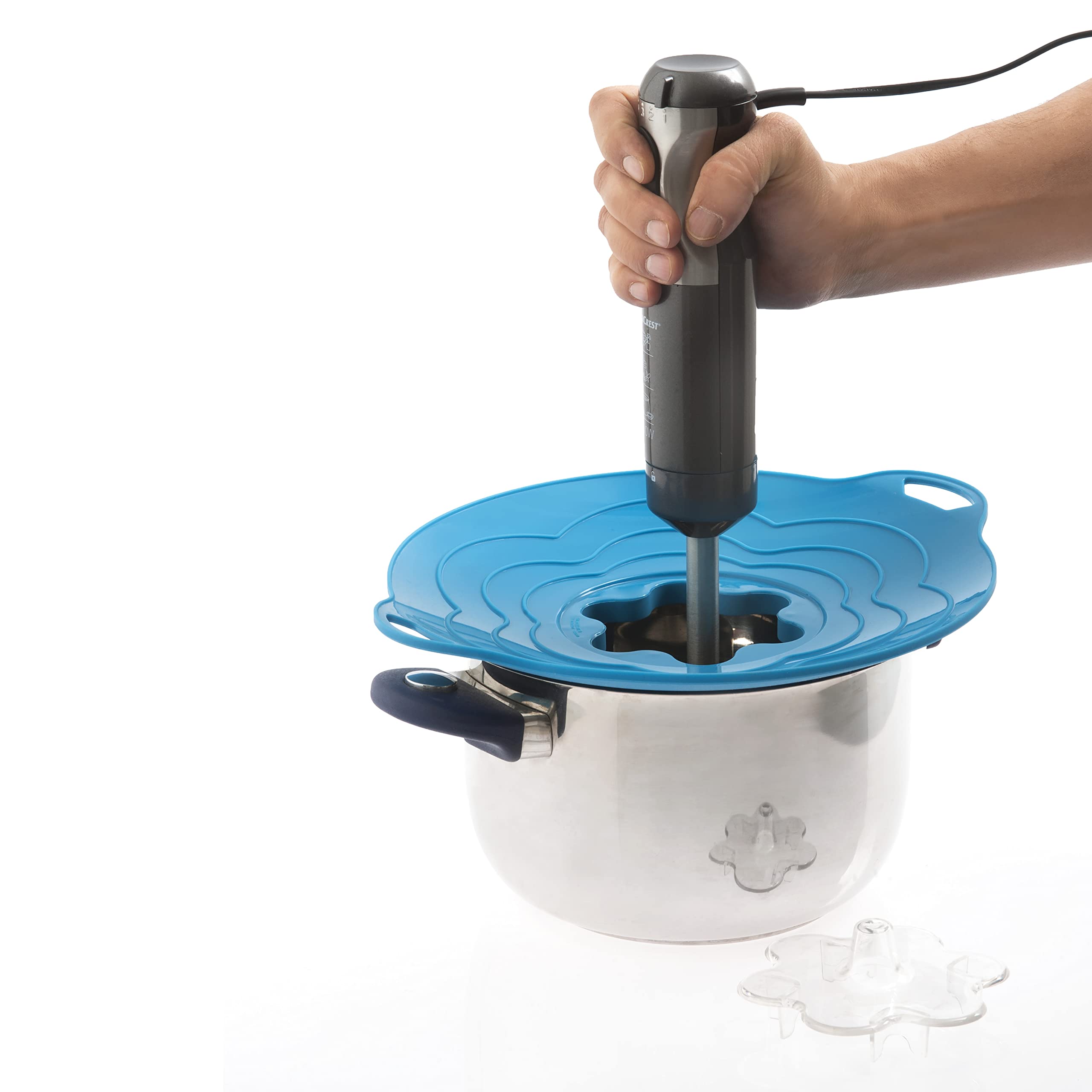 Silikomart |Coperchio in Silicone Vapo Twist con Tappo Rimovibile, Colore Azzurro, Misure Ø220 mm, Made in Italy