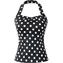 50s Pinup Rockabilly Polka Dots Halter Top Sweetheart Neckline Vintage Retro Style