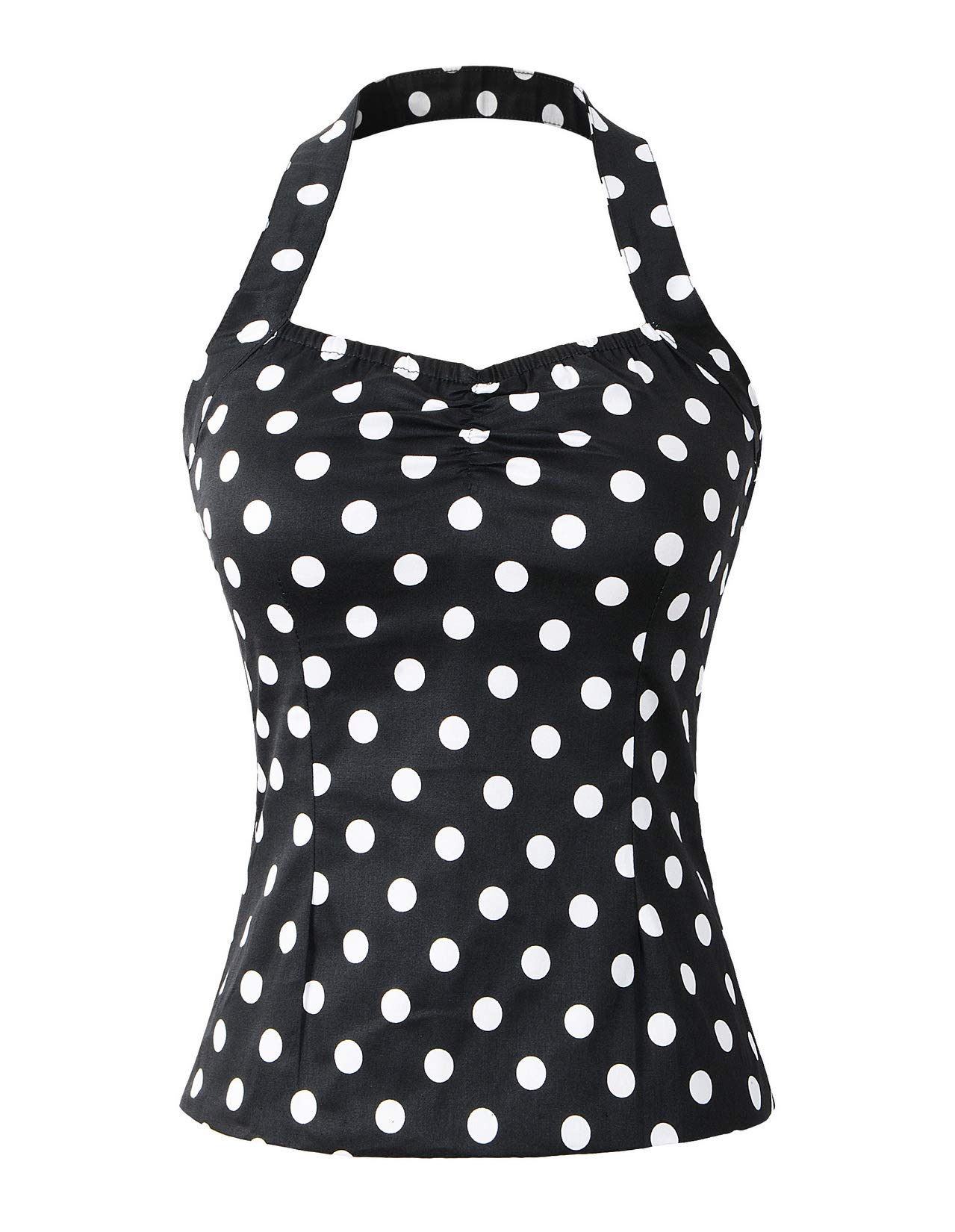 50s Pinup Rockabilly Polka Dots Halter Top Sweetheart Neckline Vintage Retro Style