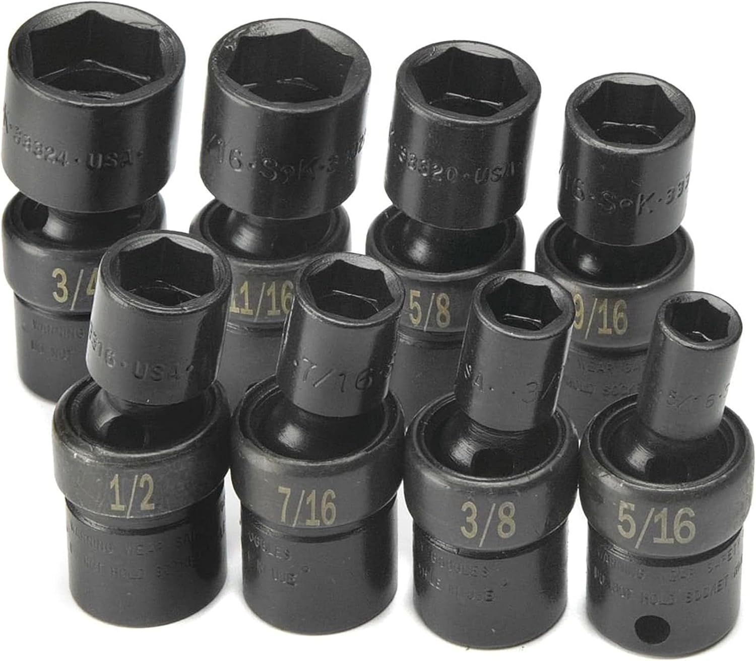 SK Hand Tools 33300 8-Piece 3/8-Inch Drive 6 Point Swivel Fractional Impact Socket Set