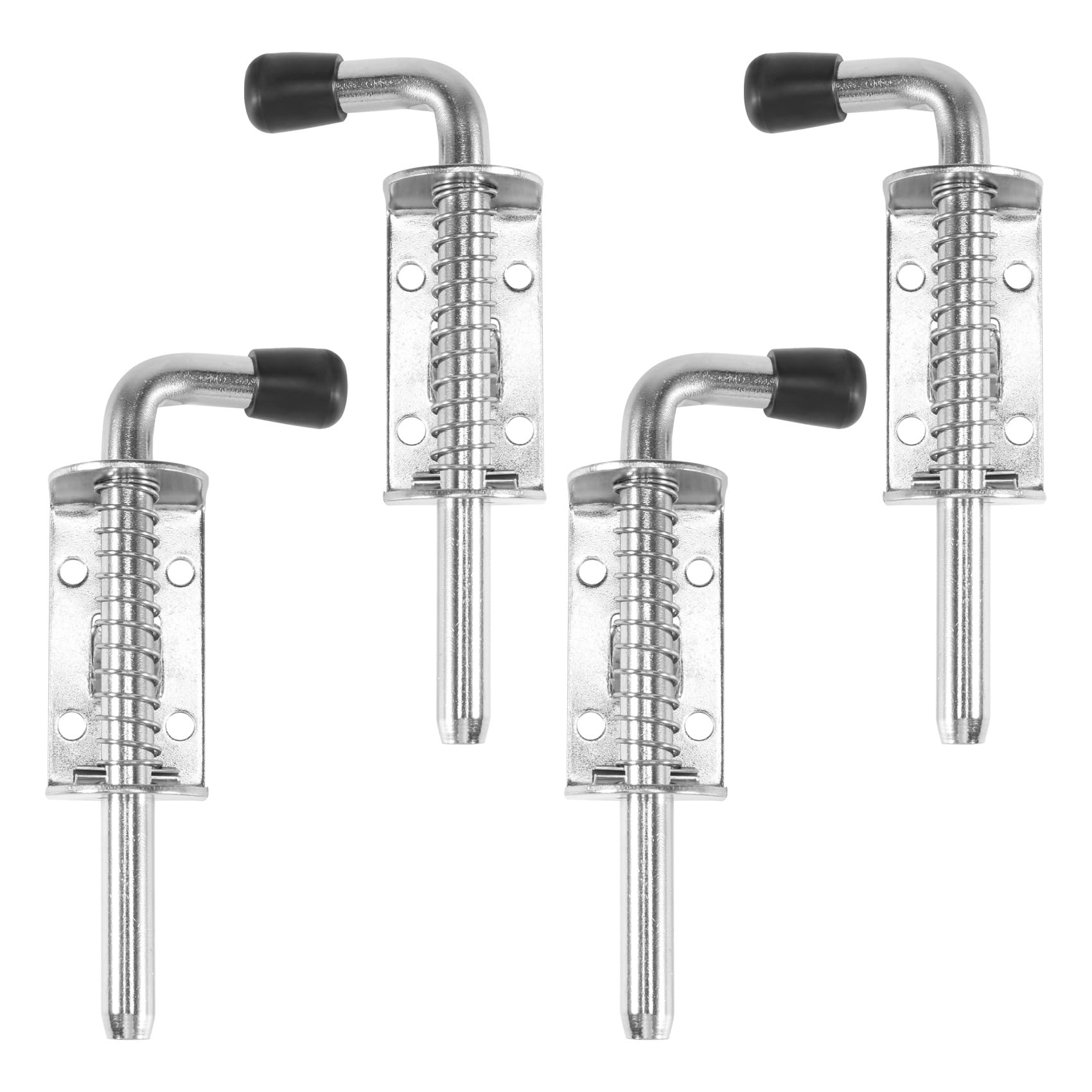Xuzxinze 4 Pack 5 Inch Spring Loaded Pin 304 Stainless Steel Bolt Thickened 2mm Door Lock, Brushed Finished