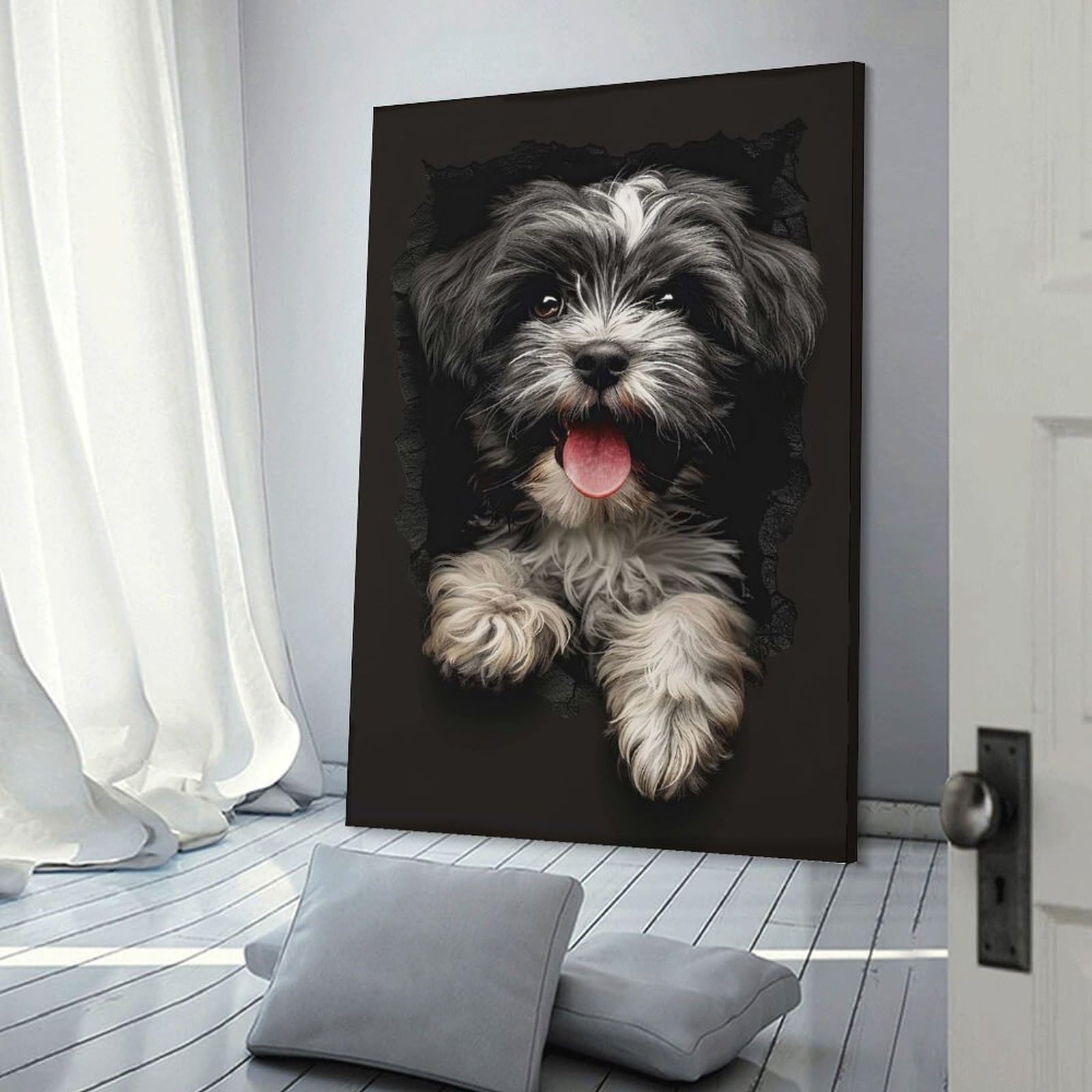 Junmoney Havanese(2) Canvas Wall Picture 24x36inch(60x90cm), for Contemporary Homes, Apartments Or Offices, Wall Decor with Flexible Room Appeal