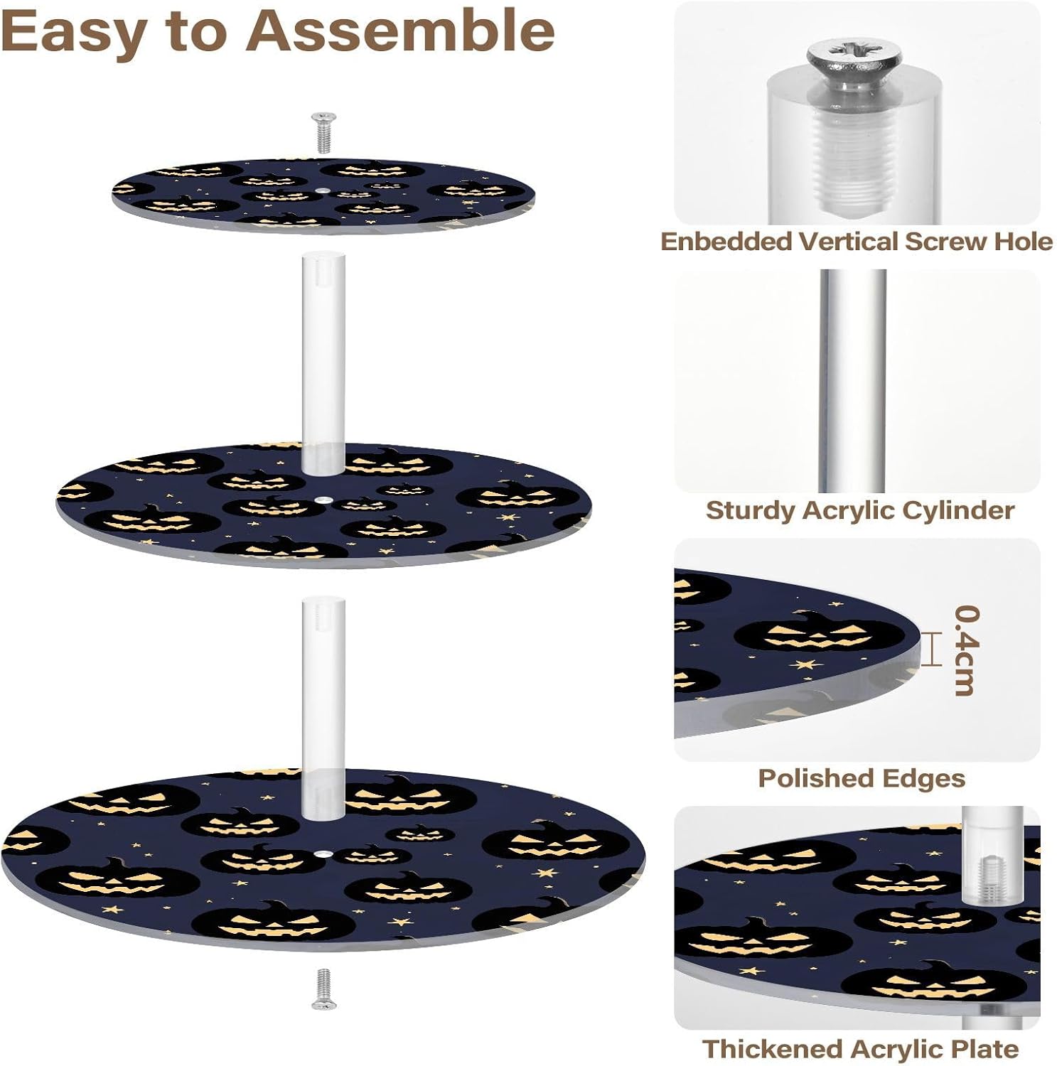 3 Tier Acrylic Cupcake Stand, Cupcake Stand for 34 Cupcakes for Weddings,Christmas,Holidays,Parties,Birthday,Printed Cupcake Tower 23300954