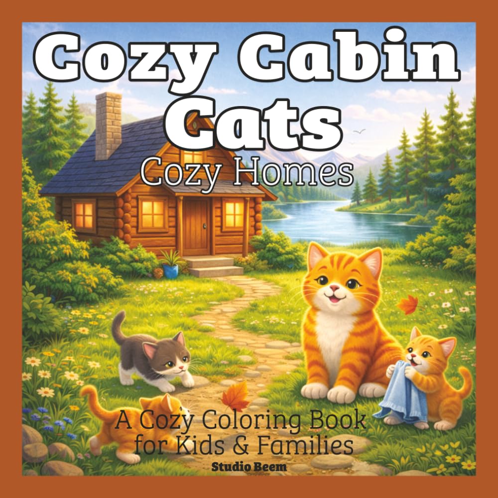 Cozy Cabin Cats — Cozy Homes — A Coloring Book: A Cute and Relaxing Coloring Book Featuring Cozy Home Scenes, Adorable Cats, and Warm Everyday Moments for Stress Relief