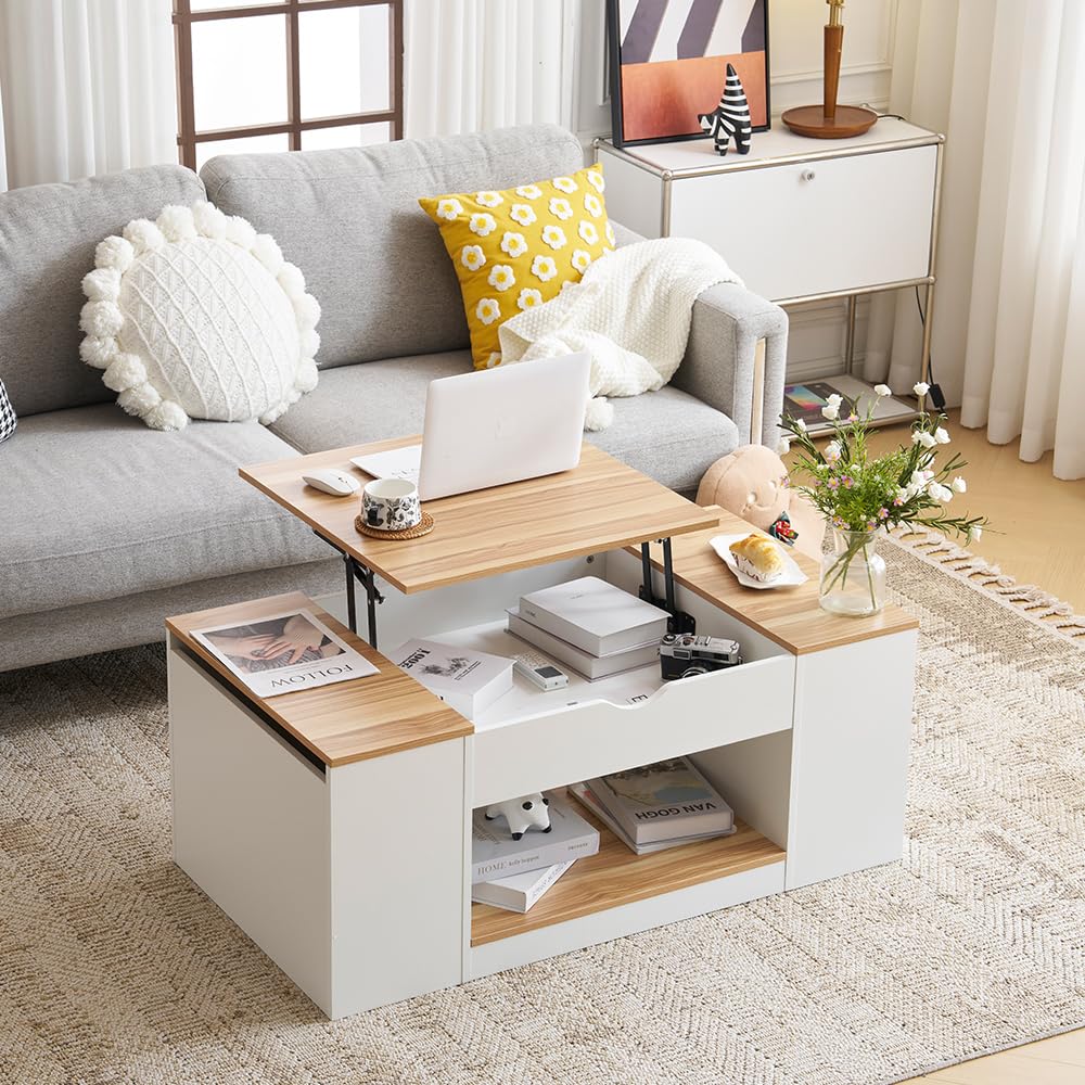 OSJ 昇降センターテーブル ホワイト