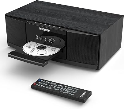 Bluetooth CD Player for Home Stereo System with FM Radio, Remote Control | 36W RMS Clear Stereo Sound, USB/AUX Input, Retro Wooden Design, Ideal Gift for Seniors & Music Lovers No Clock or Alarm