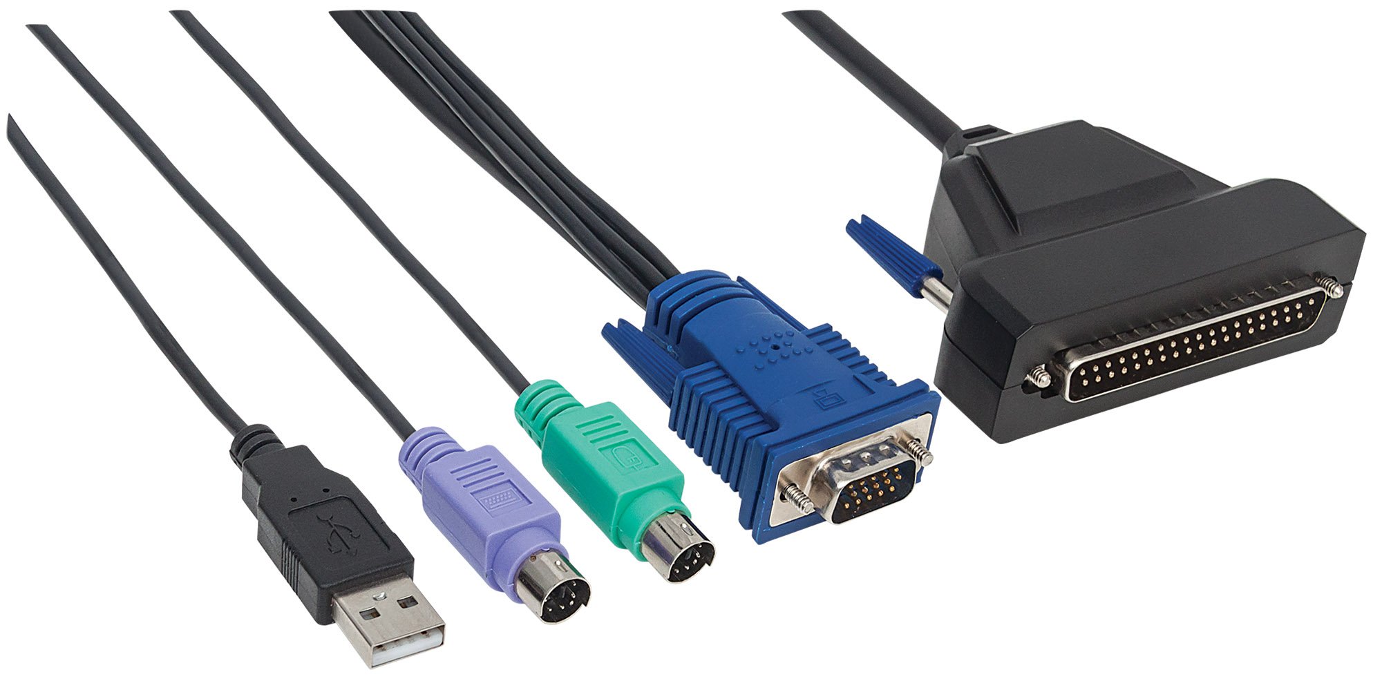 INTELLINET 507769 - Cavo VGA a 1 porta per console KVM contiene PS/2 USB e spina VGA, colore: Nero