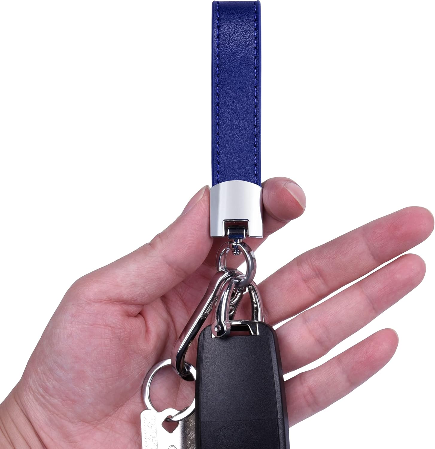 wisdompro Genuine Leather Car Keychain, Universal Key Fob Keychain Chain Holder for Men and Women 360 Degree Rotatable - Image 5