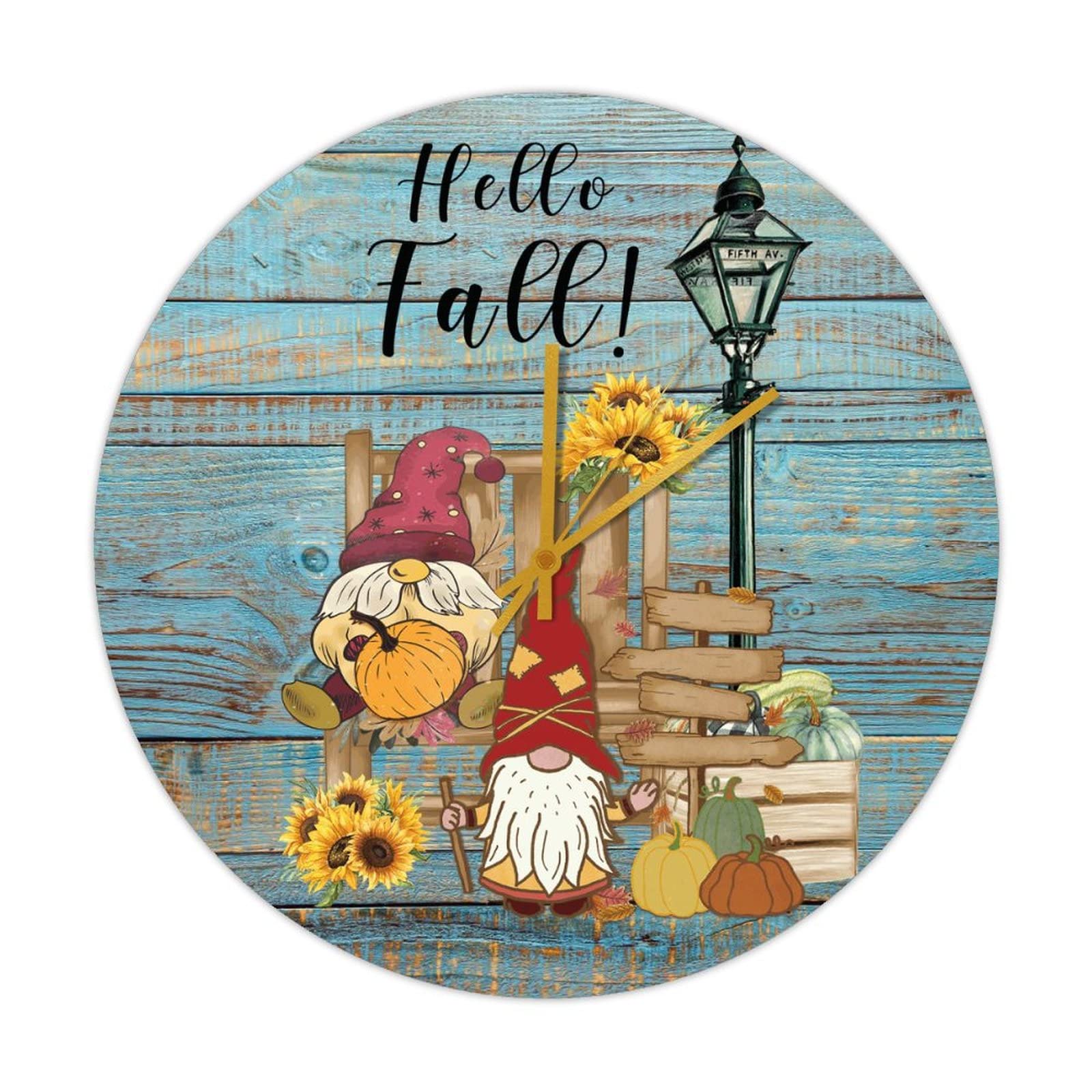 Horloge murale saisonniere en bois Hello Fall cadeau de Nouvel An