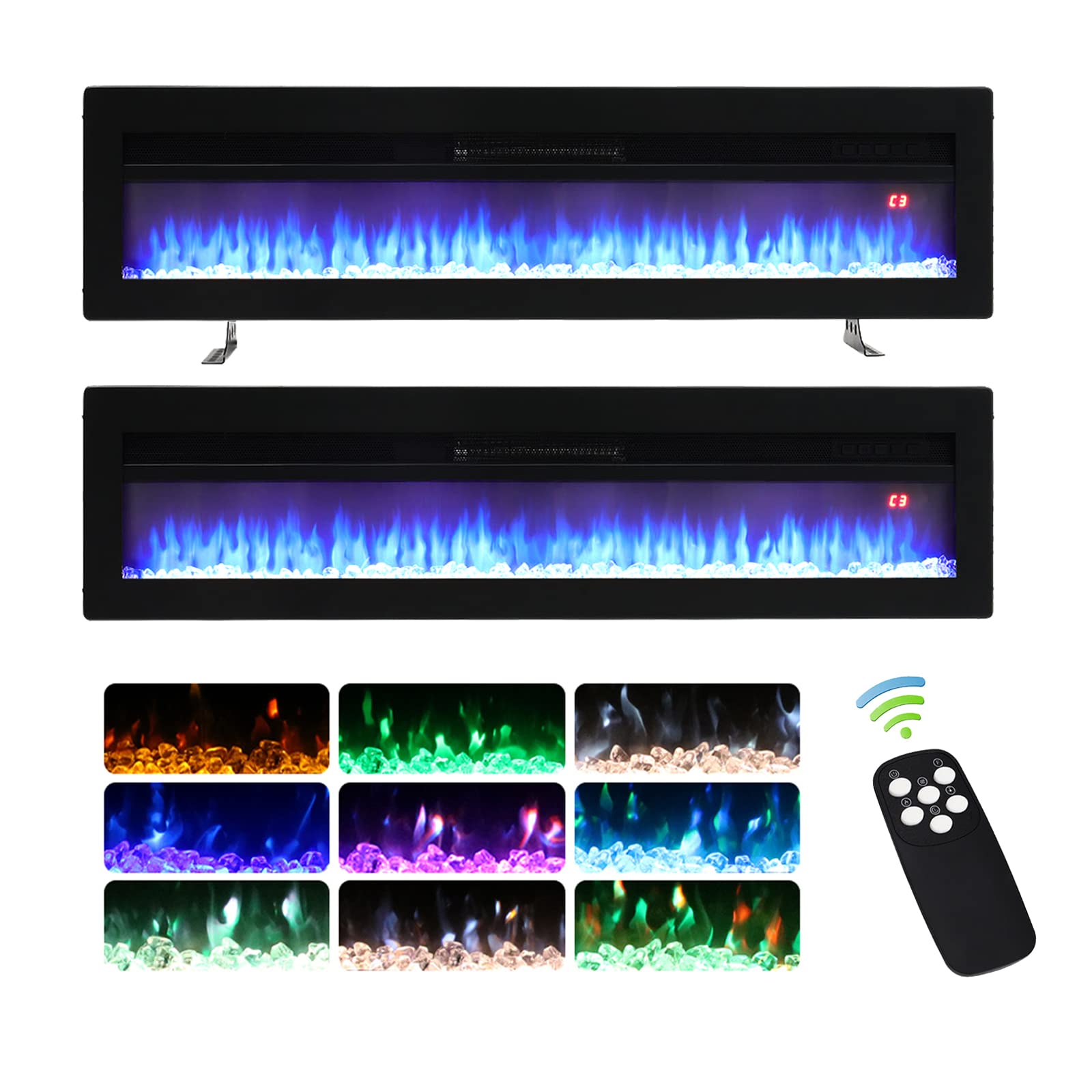 INMOZATA 152cm Electric Fire Recessed Wall Mounted Freestanding