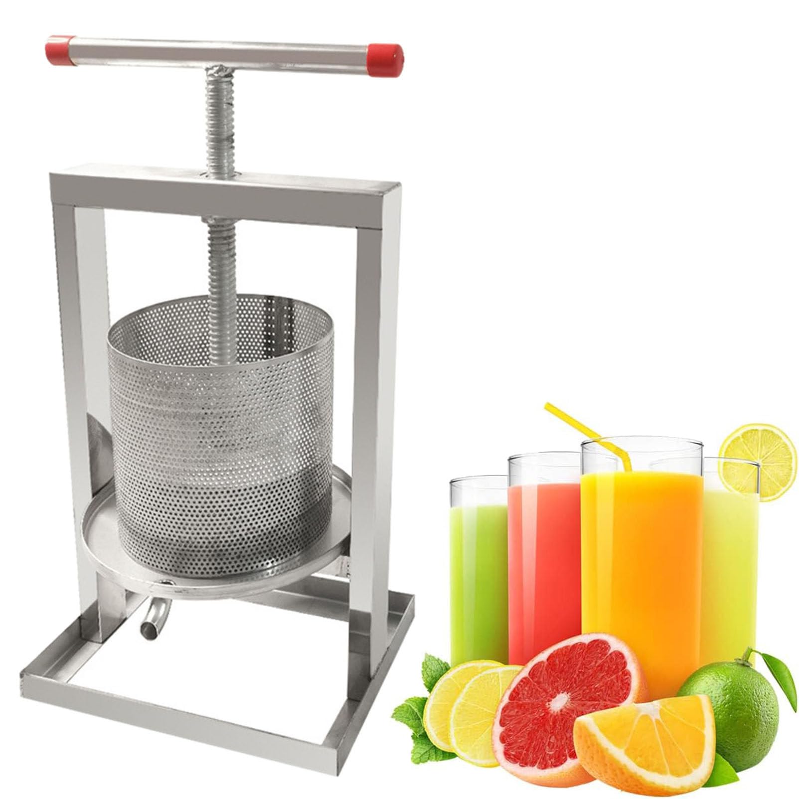 Prensa de Vino de Frutas, exprimidor Manual de barriles de Acero Inoxidable, Extractor de Prensa de Miel para Sidra, Manzana, UVA, Vino, tintura, Verduras, Miel,2L
