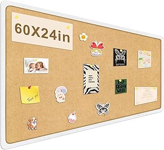 Bulletin Board, 60 x 24 in Felt Pin Board - Cork Board Alternative for Wall, Foldable Picture Self-Adhesive Vision Prayer Board with 20 Pushpins 10 Cards - Lightweight Home/Office Décor