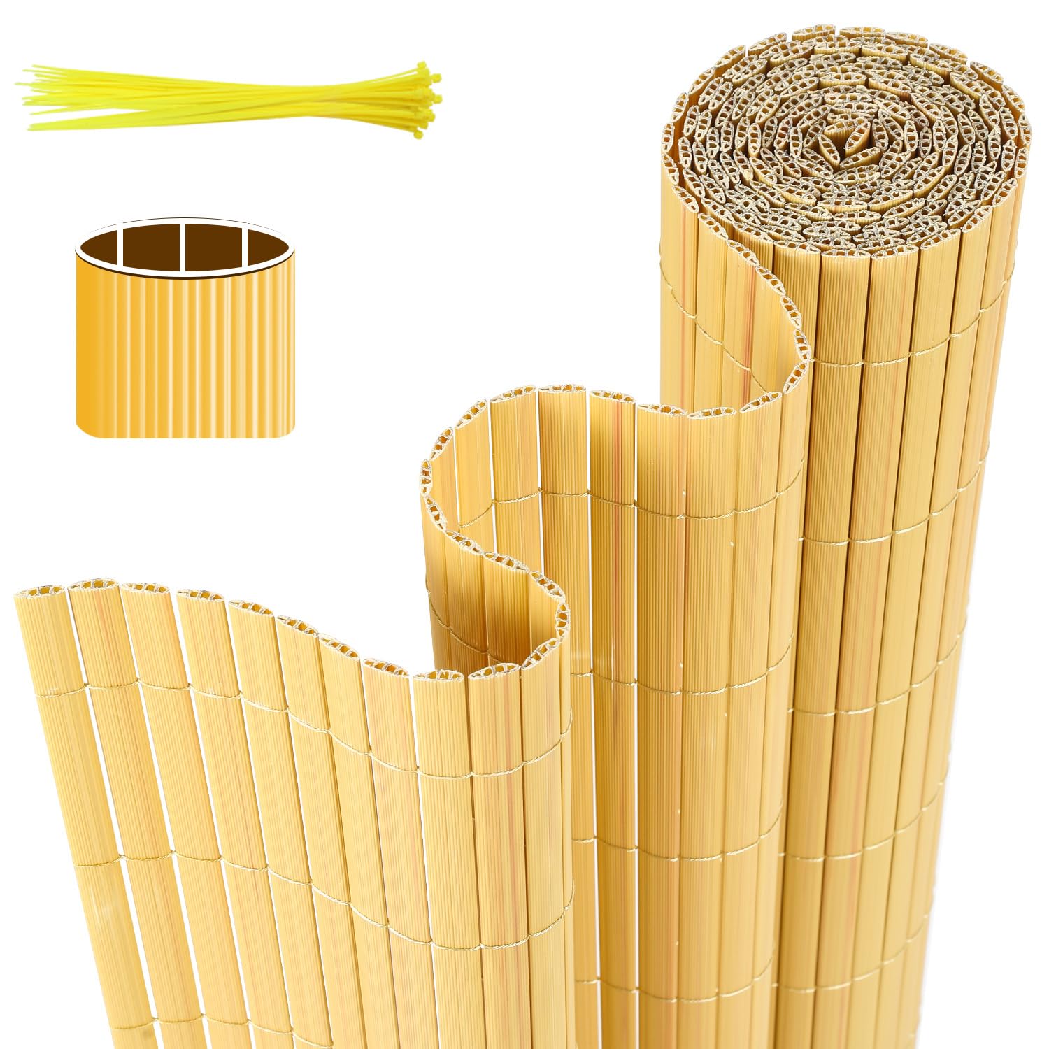 Brise-vue en PVC - 80 x 1000 cm - Triple renforcement - Brise-vue pour balcon - Avec serre-câbles - Protection contre le vent - Résistant aux intempéries - Résistant aux UV - Sans perçage