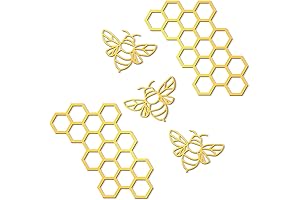 Peryiter 5 Pcs Metal Bee Wall Art: Intricate Honey Comb Decorations for A Buzzing Abode