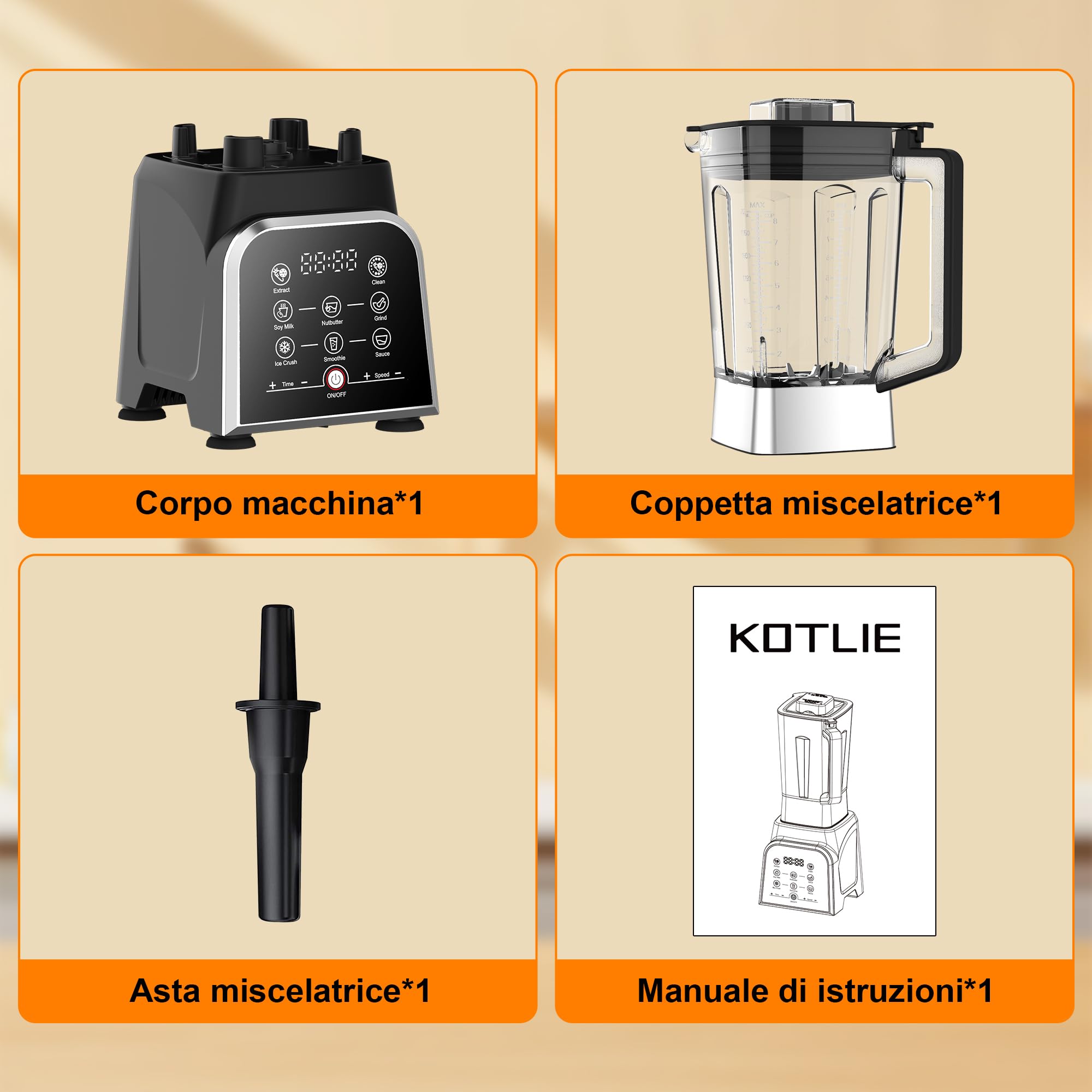 frullatore, frullatore da banco multiuso domestico di grande capacità, con ciotola da 2 litri