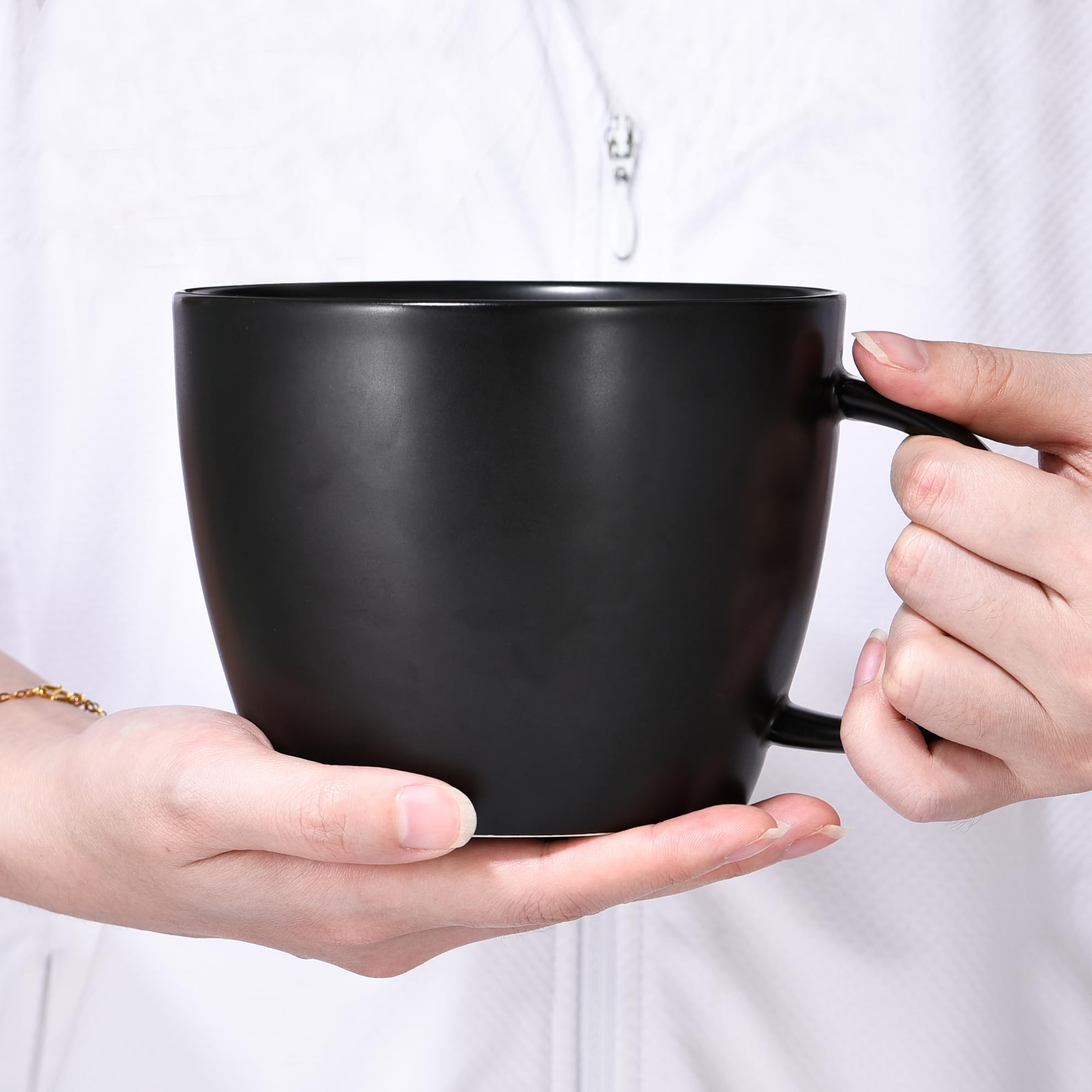 Matte Black Big Coffee Mug 30 oz Ceramic Tea Cup Extra Large Soup