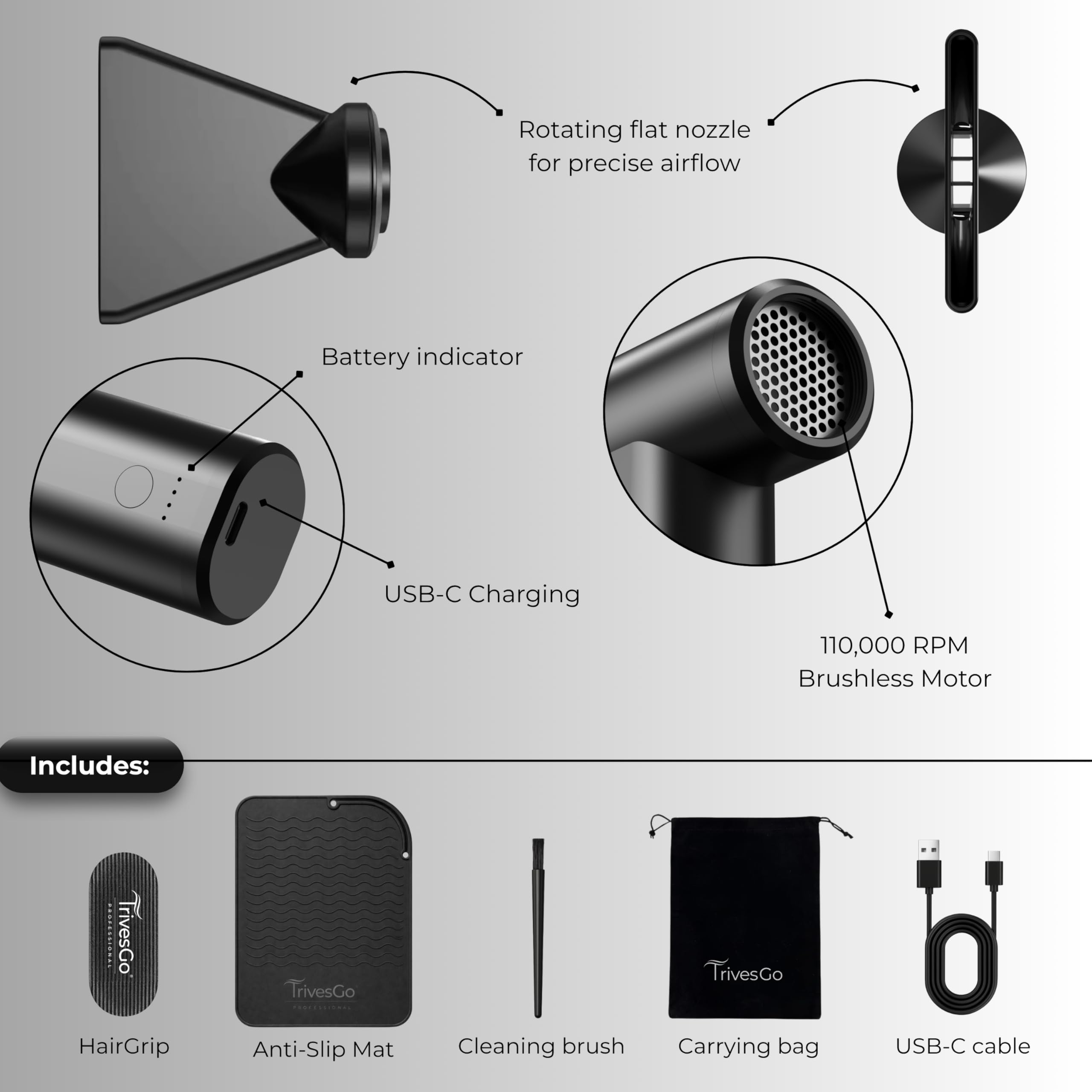 AIR Professional AirTouch Tool – Buse plate rotative pour AirTouch, balayage et mèches | Outil pneumatique de précision sans fil pour coloristes de cheveux | Comprend une poignée à cheveux et | Conçu spécifiquement pour les applications couleur AirTouch