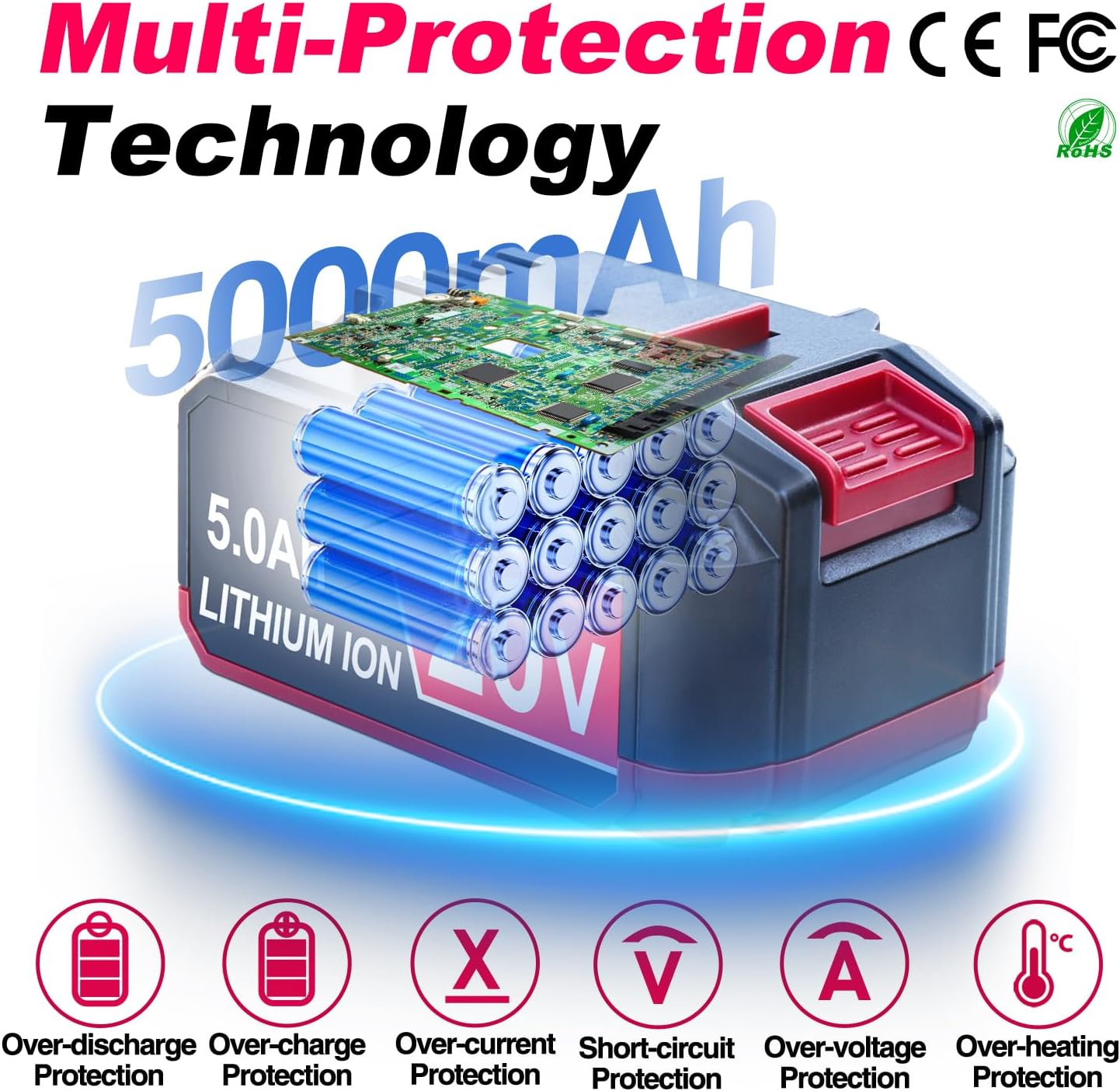 DTK Battery Replacement for Bauer 20V 5.0Ah Capacity Lithium-Ion Replacement Battery for Bauer 20V - Image 4