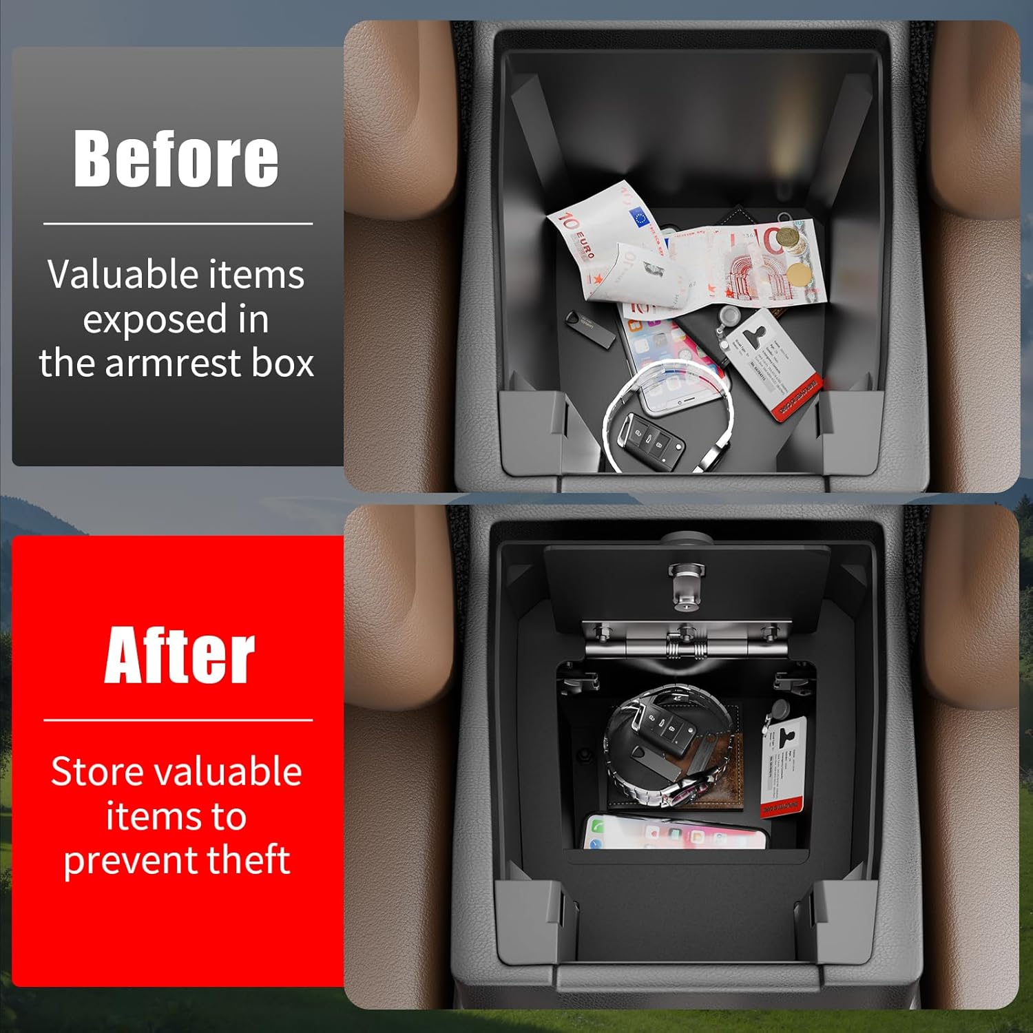 Center Console Safe Compatible with 2023-2026 Chevrolet Colorado Carbon Steel Car Lock Box Auto Vault with Code Hidden Car Safe for 2025 Chevy Colorado Accessories