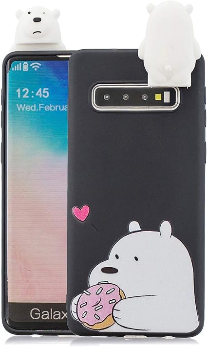 Amazon Samsung Galaxy S10 ケース シリコン ブラック かわいい 立体な キャラクター ストラップホール 付き サムスン ギャラクシー S10 スマホケース ソフト 耐衝撃 柔らかい おしゃれ スタント機能 付き カバー ラブ ホッキョクグマ ケース カバー 通販