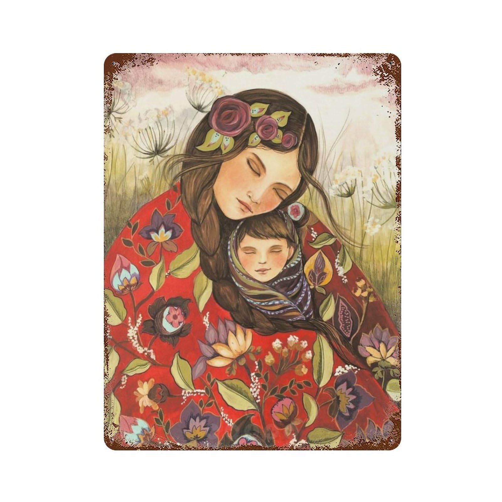 xiaoxiaoshen Mother Inspirational Drawing Wall Decor Art Metal Tin Poster Modern Home Decor Art Home Bar Shop Decorations Vintage Sign 40x30cm