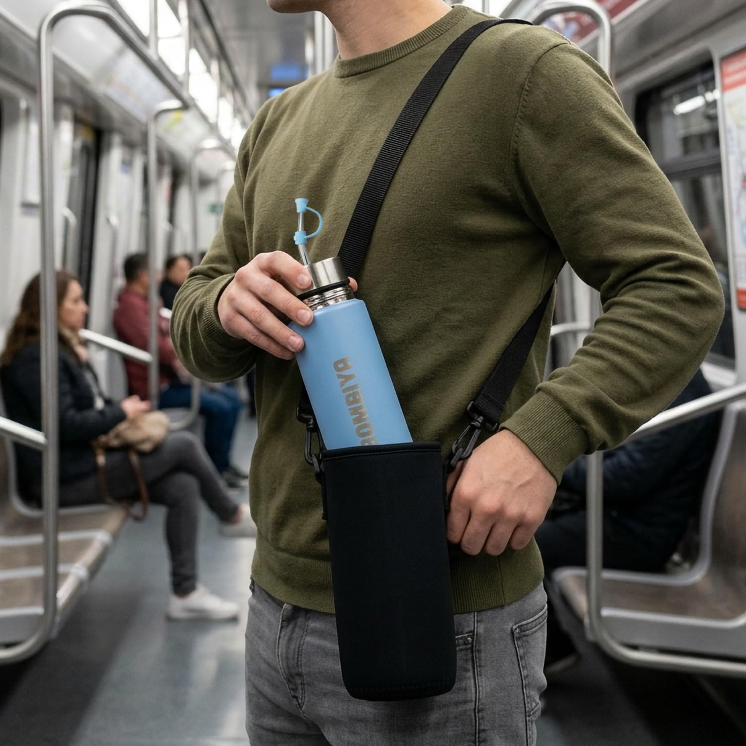 Mate listo 750ml con todas sus partes de acero inoxidable – Termo mate 2 en 1 cambiando su tapa es un termo clásico – Automate para tus mates argentinos o terere (Celeste) — view 9