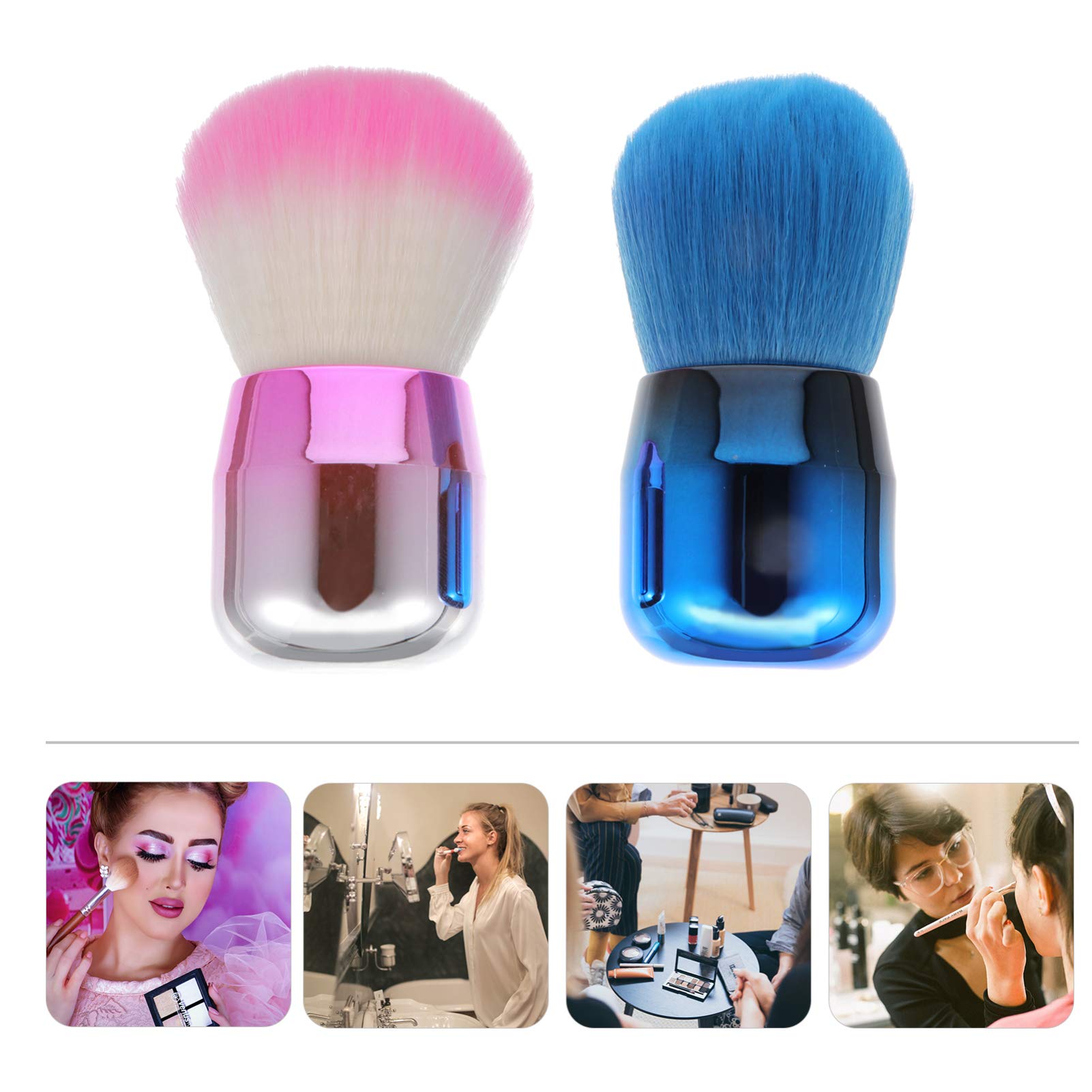 POPETPOP 6pezzi Pennelli Cosmetici Per Contouring Viso Pennello Per Blush e Fondotinta Con Manico Corto Design Forma Di Fungo Morbido e Sintetico Applicazione Precisa Per Trucco