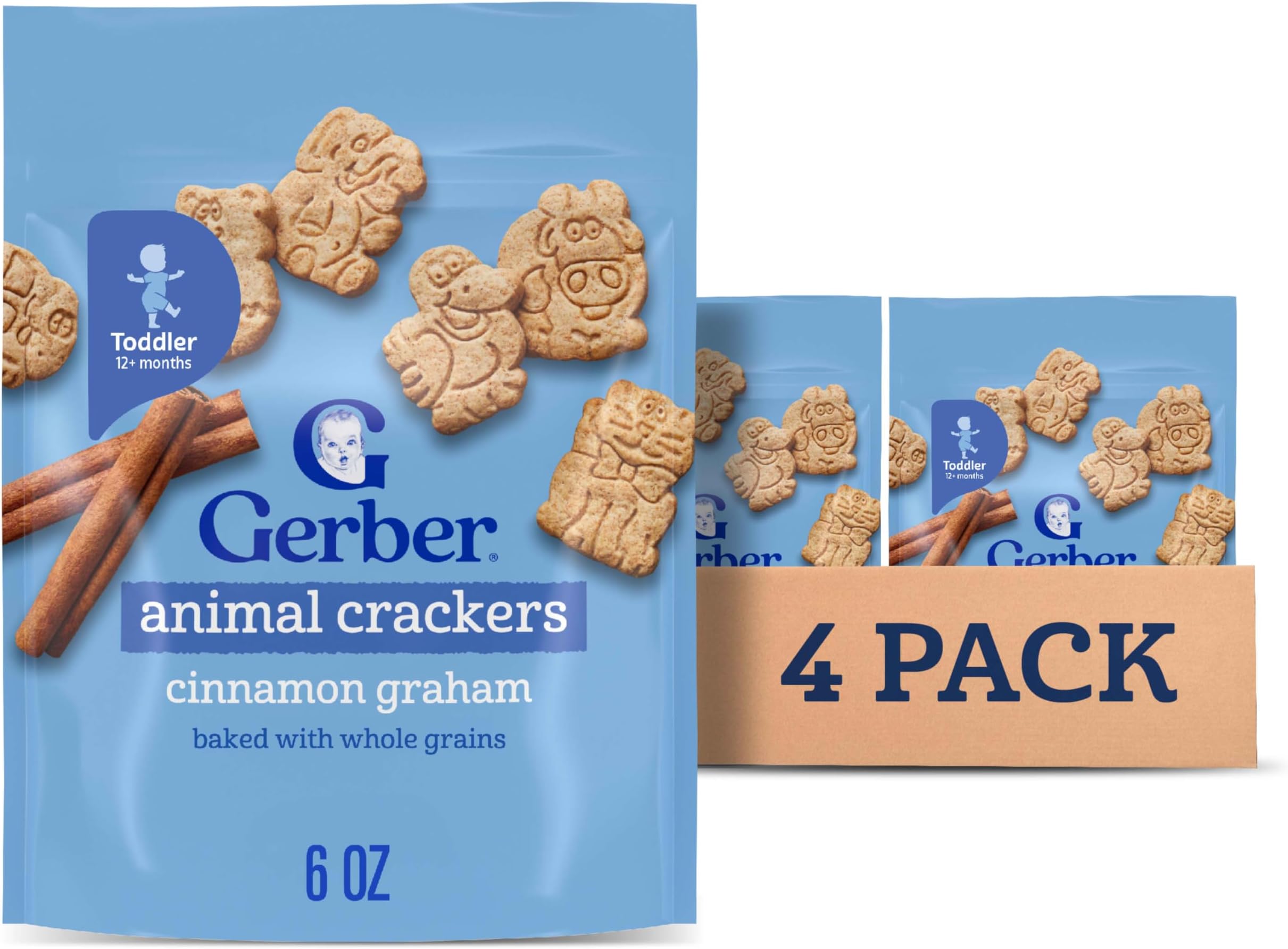Animal Crackers, Snacks for Toddlers, Toddler Crackers, Vitamin E, Iron, Finger Foods, 4PK
