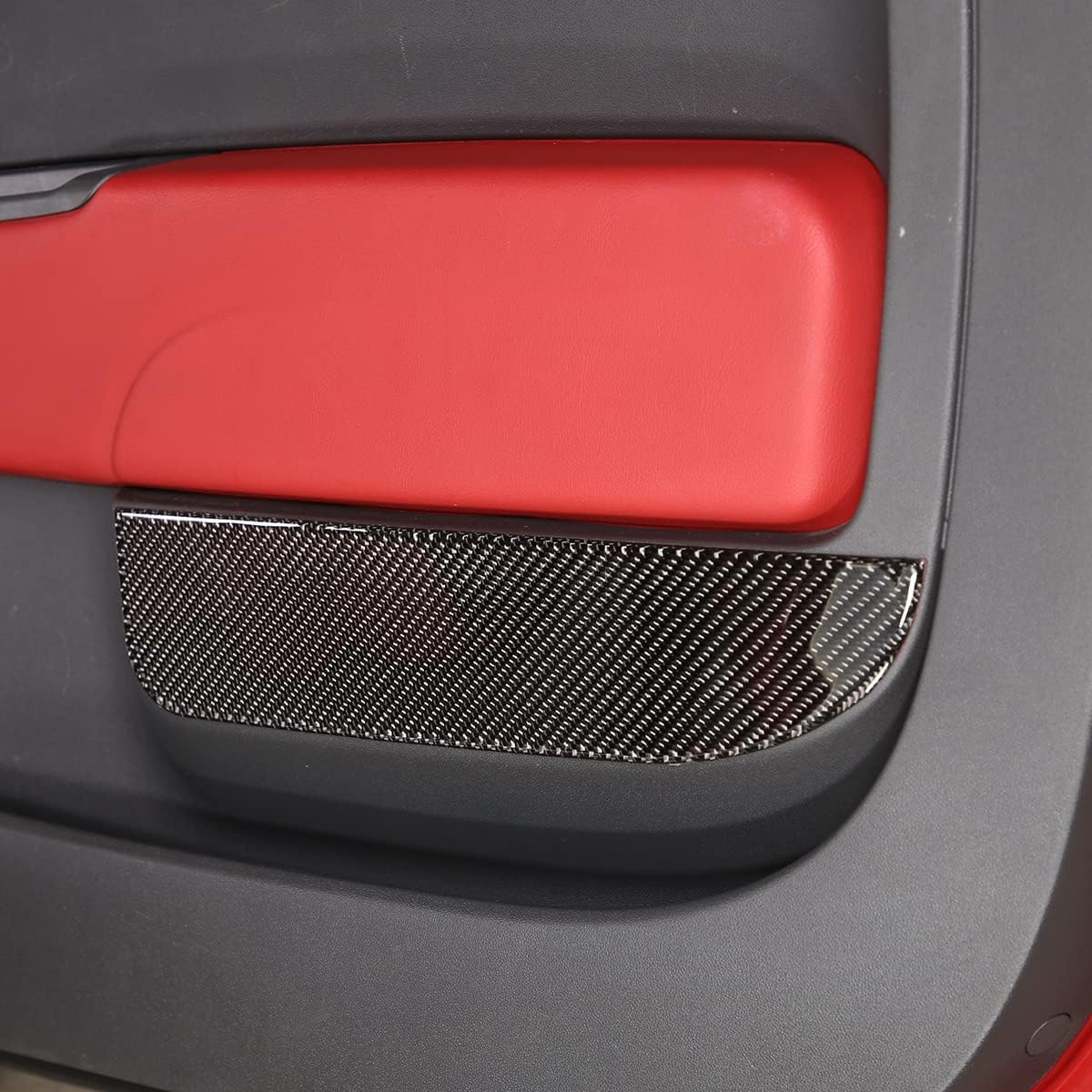 Compatible with Fiat 500 2010-2020 2021 2022 Soft Carbon Fiber Car Door Anti Kick Panel,Inner Door Anti Kick Decorative Bezel Panel Protection Interior Accessories (Black Carbon Fiber)