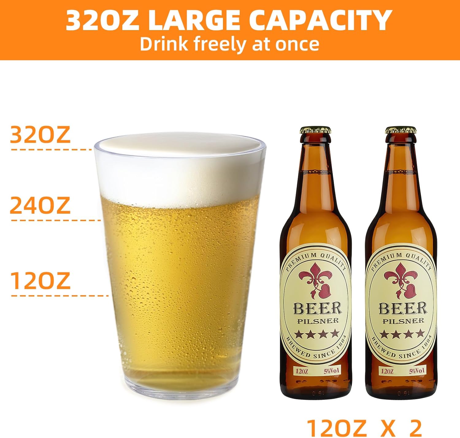 32 OZ Large Plastic Cups Reusable，Clear Unbreakable Iced Tea Tumblers, Set of 6 Stackable Drinking Cups for Poolside Party Home Travel BPA-free Top-rack Dishwasher Safe,Freezer Safe - Image 2