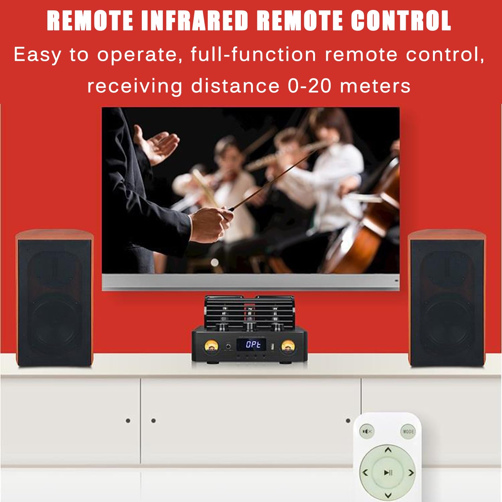 Amplificateur à Tube Hybride stéréo, récepteur stéréo pour cinéma Maison, entrée Source Audio Fibre Optique/coaxiale, Lecture USB sans Perte, pour Musique Audiophile, cinéma Maison et Jeux